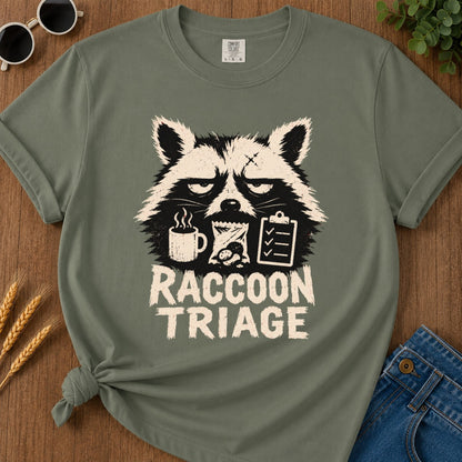 Raccoon Triage T-shirt - Moss Mockup