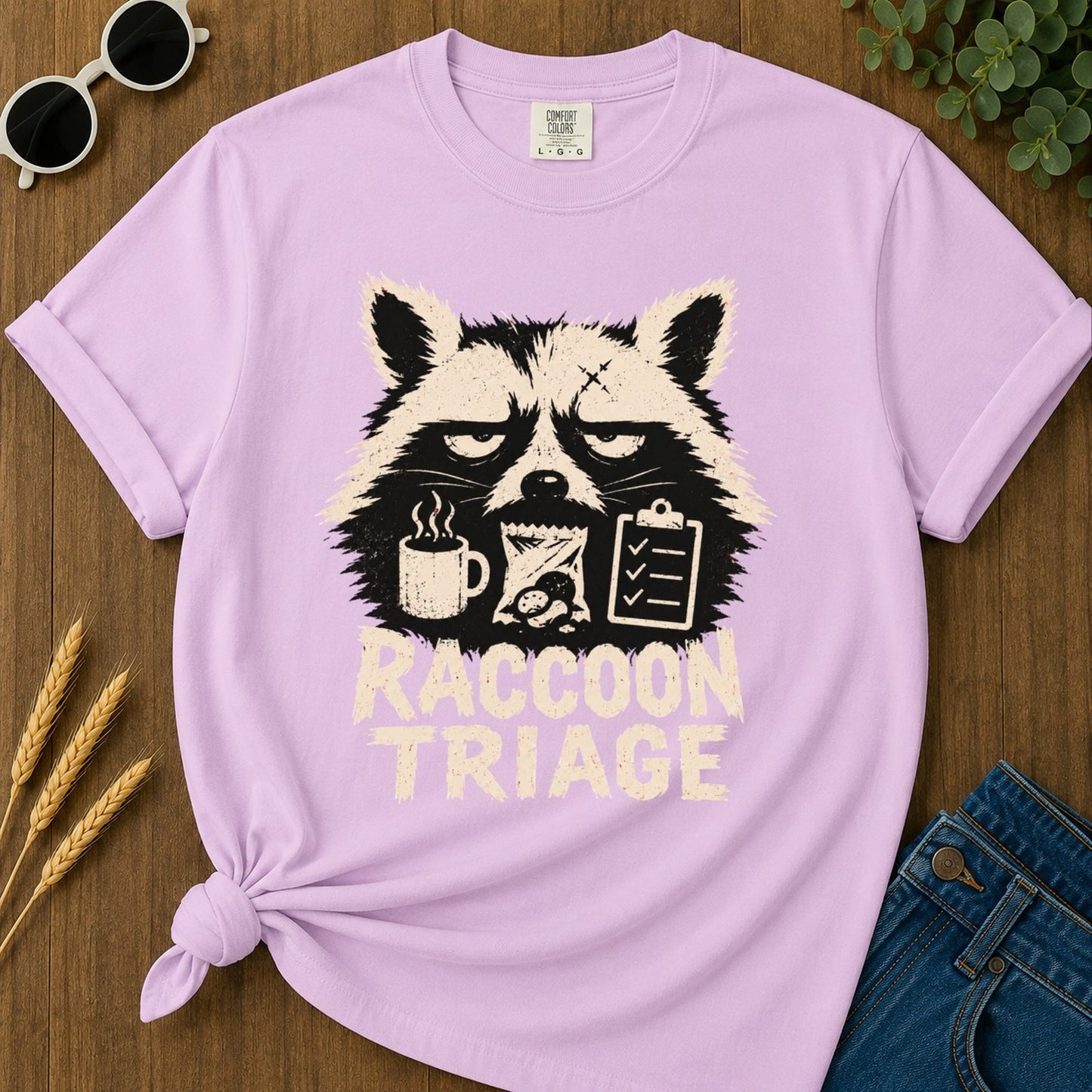 Raccoon Triage T-shirt - Orchid Mockup