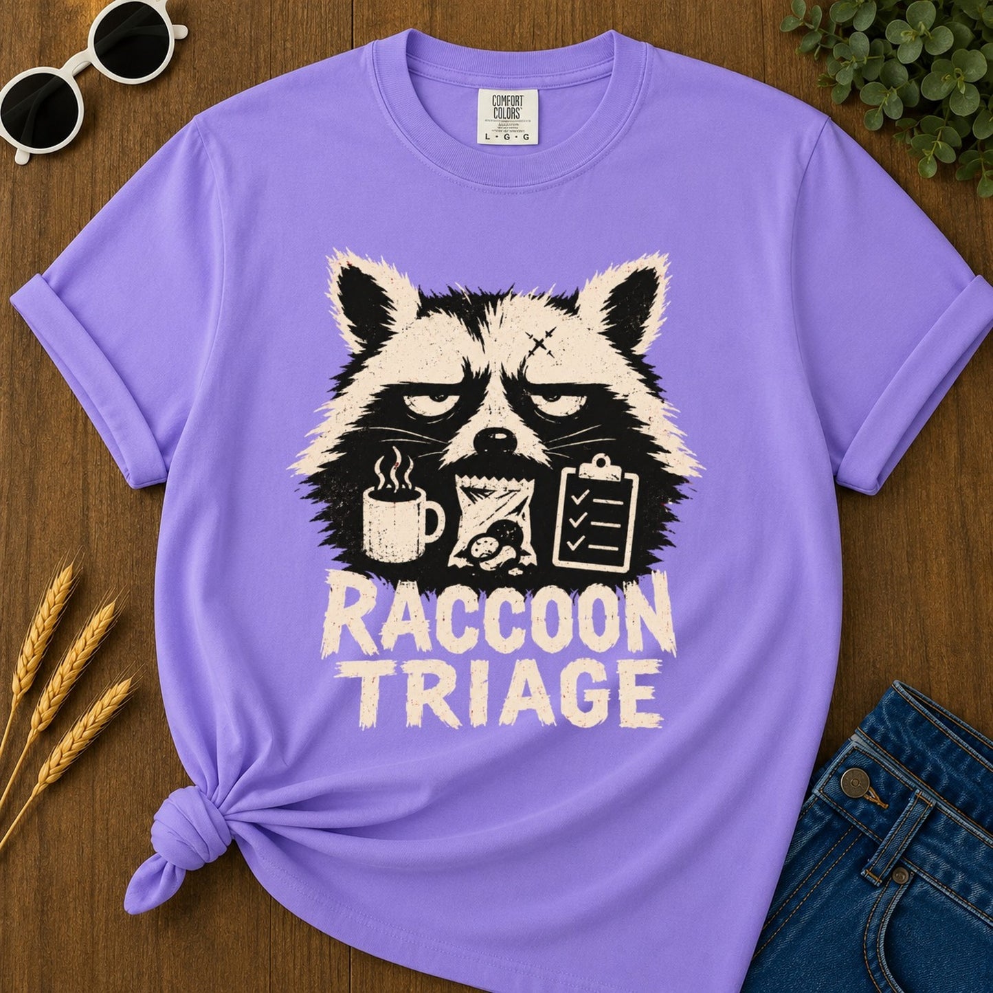 Raccoon Triage T-shirt - Violet Mockup