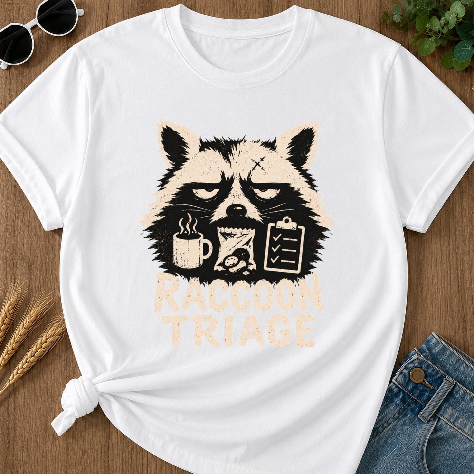 Raccoon Triage T-shirt - White Mockup