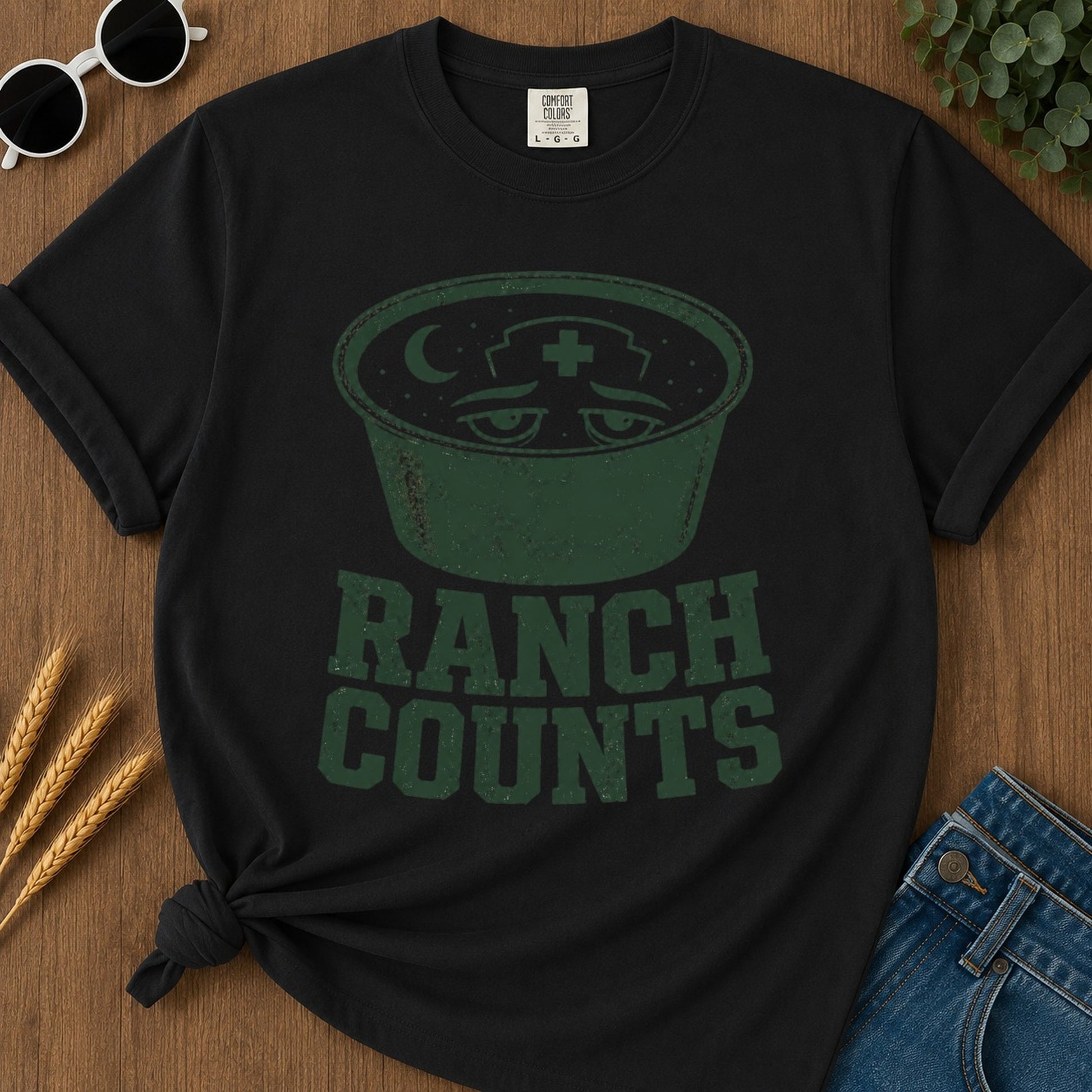Ranch Counts T-shirt - Black Mockup