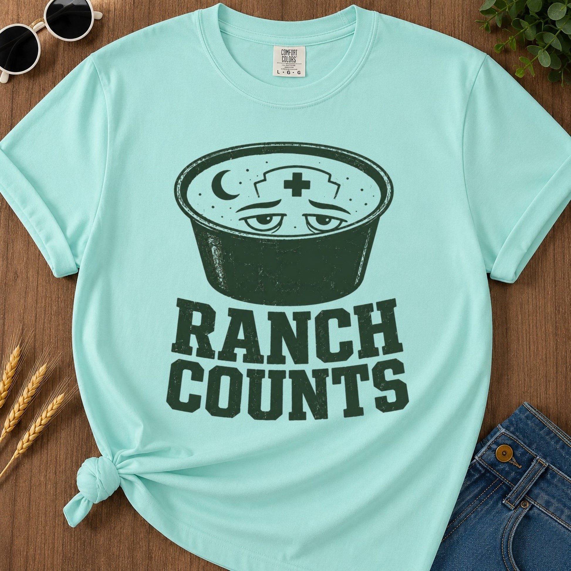 Ranch Counts T-shirt - Chalky Mint Mockup