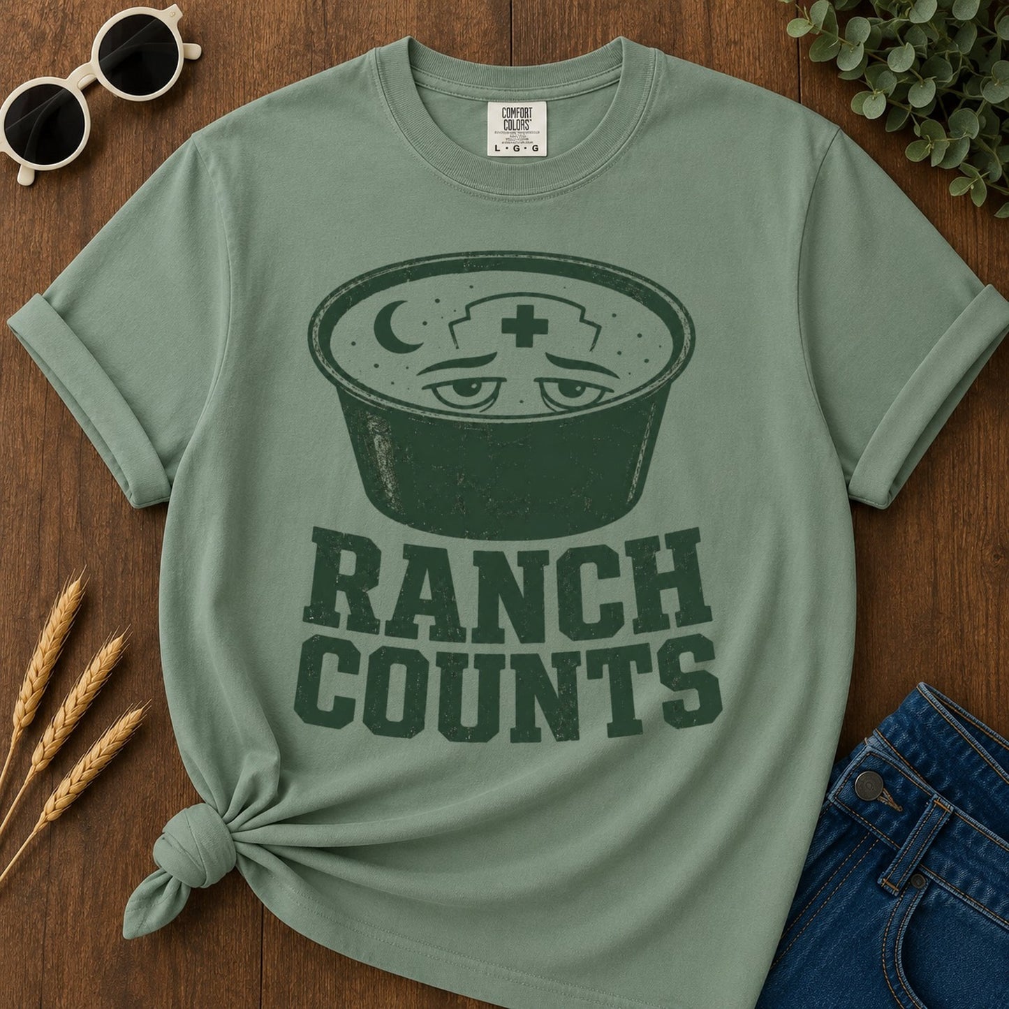 Ranch Counts T-shirt - Light Green Mockup