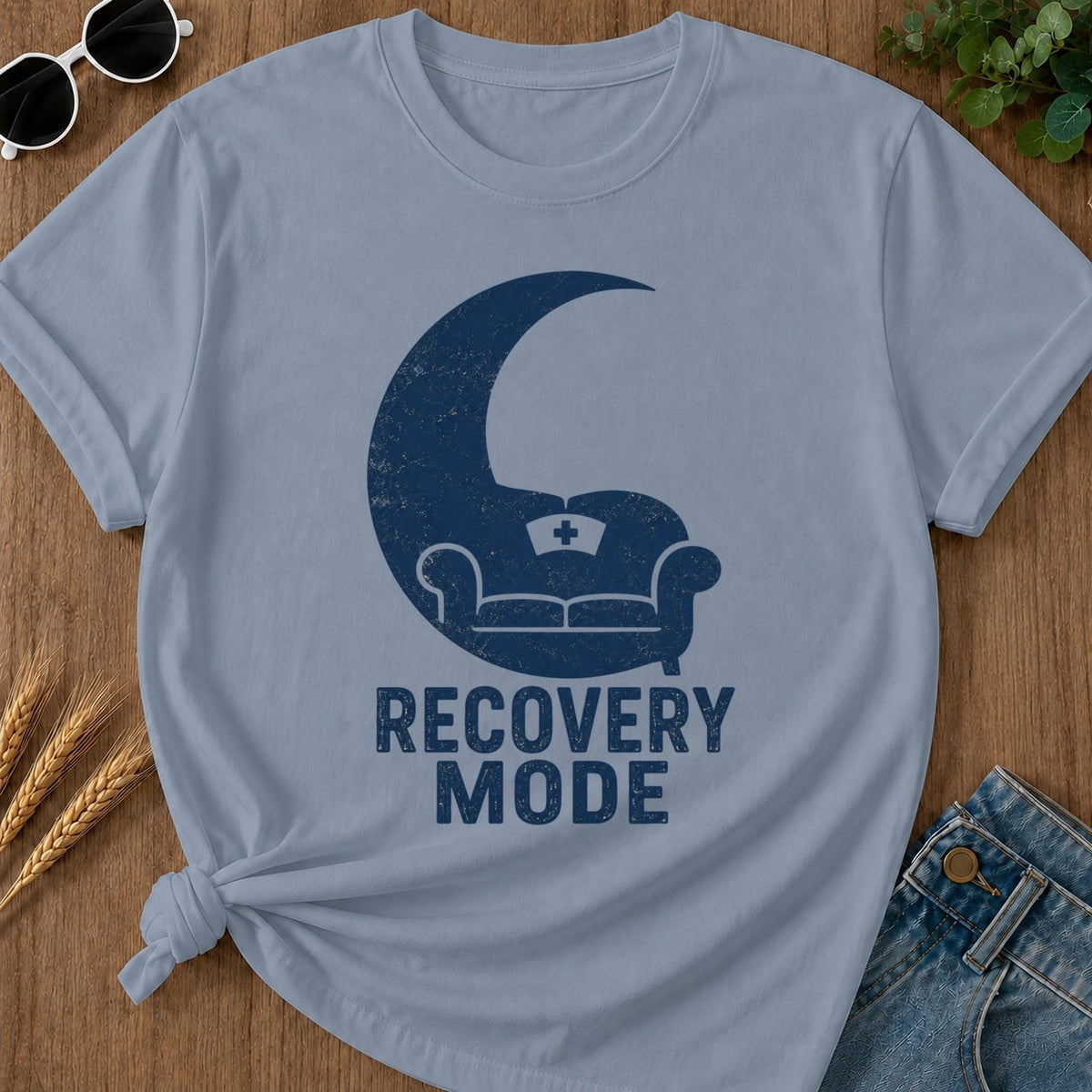 Recovery Mode T-shirt - Blue Jean Mockup
