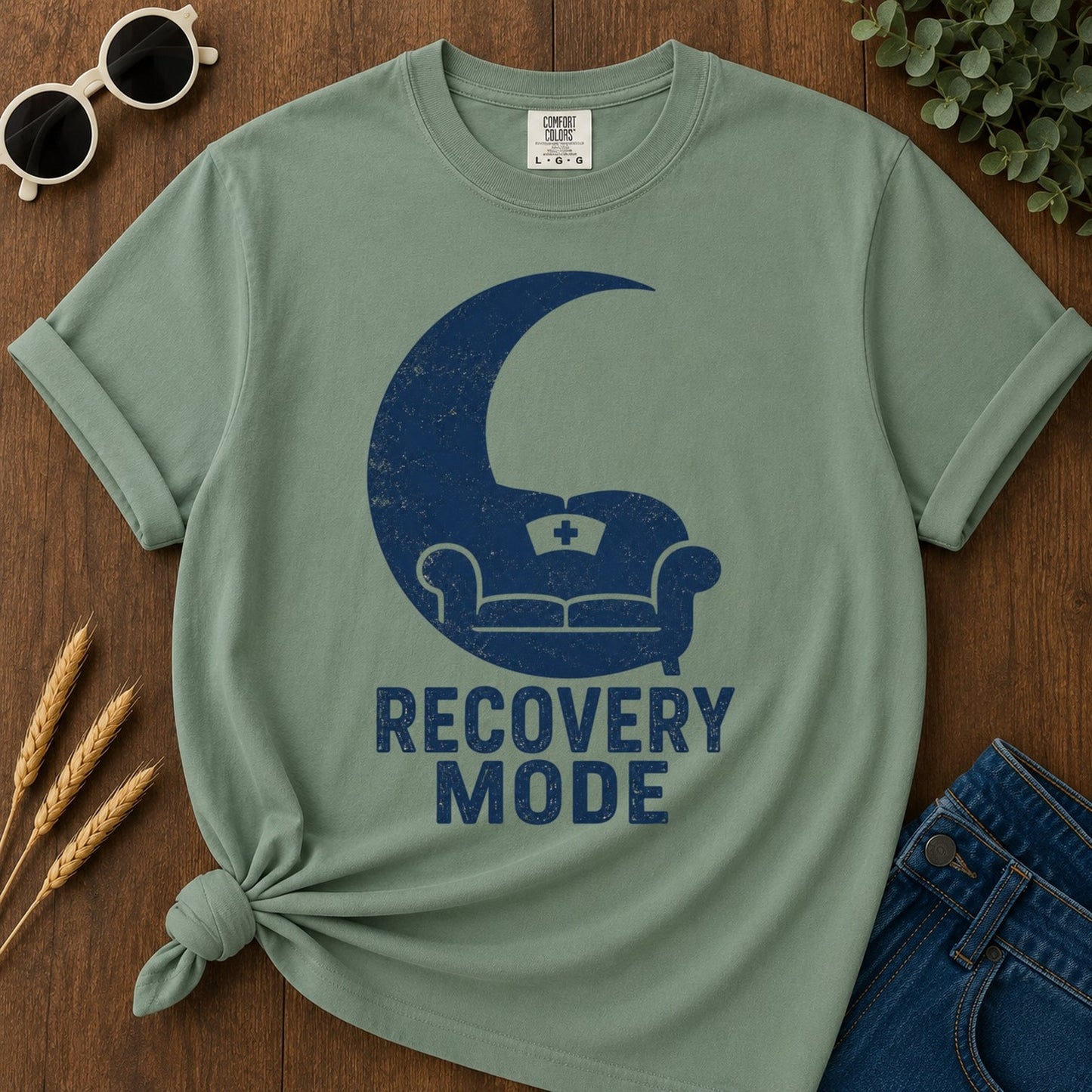 Recovery Mode T-shirt - Light Green Mockup