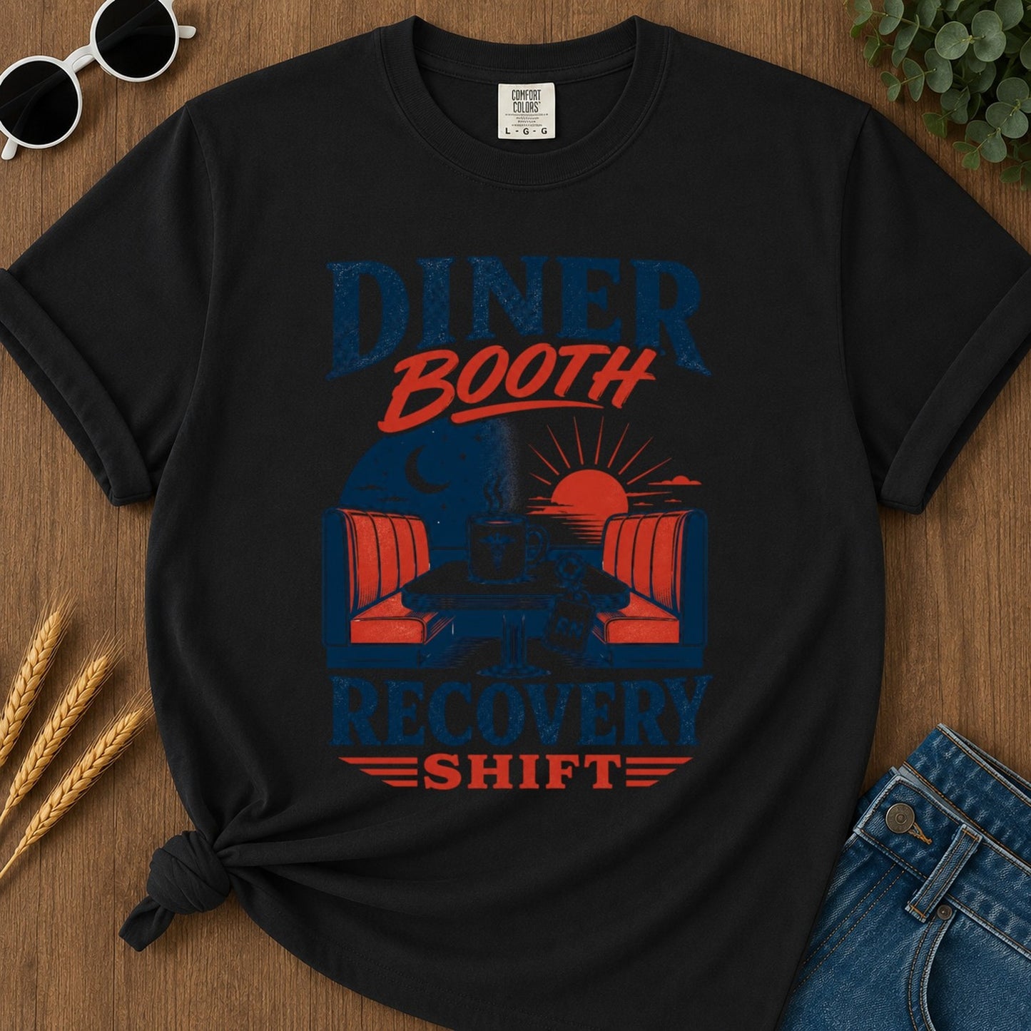 Recovery Shift T-shirt - Black Mockup