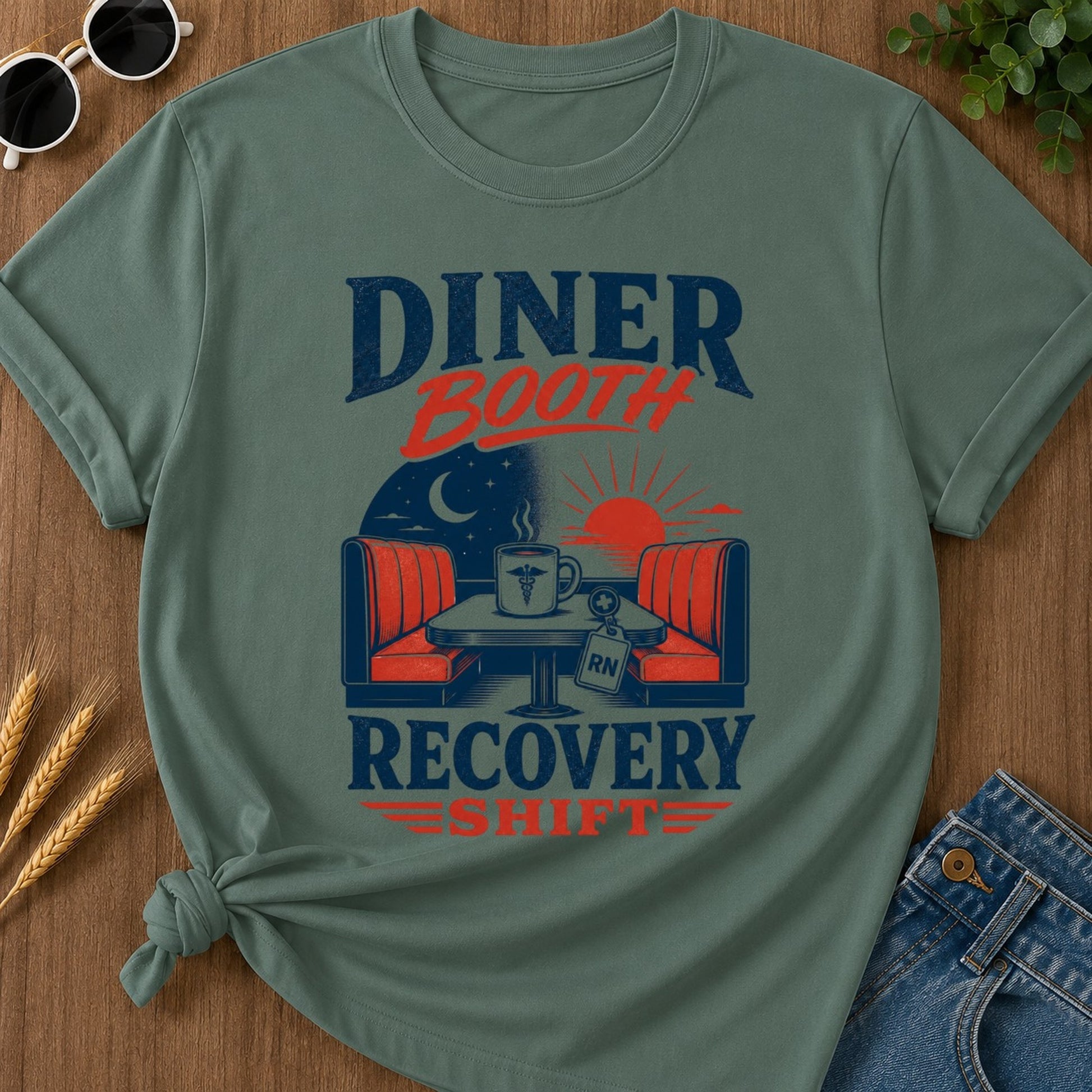 Recovery Shift T-shirt - Blue Spruce Mockup