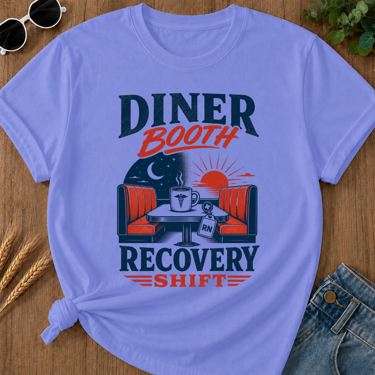 Recovery Shift T-shirt - Flo Blue Mockup