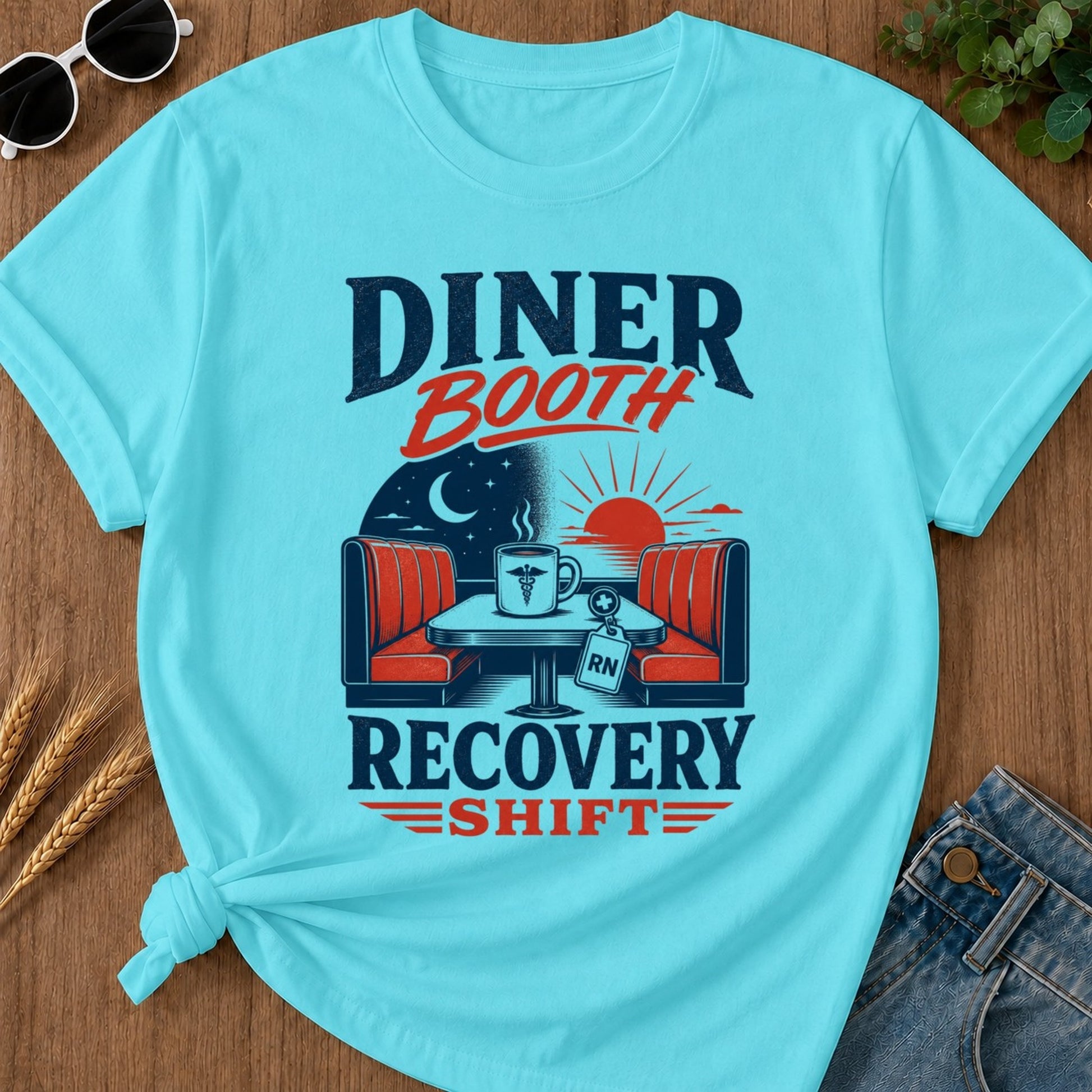 Recovery Shift T-shirt - Lagoon Blue Mockup