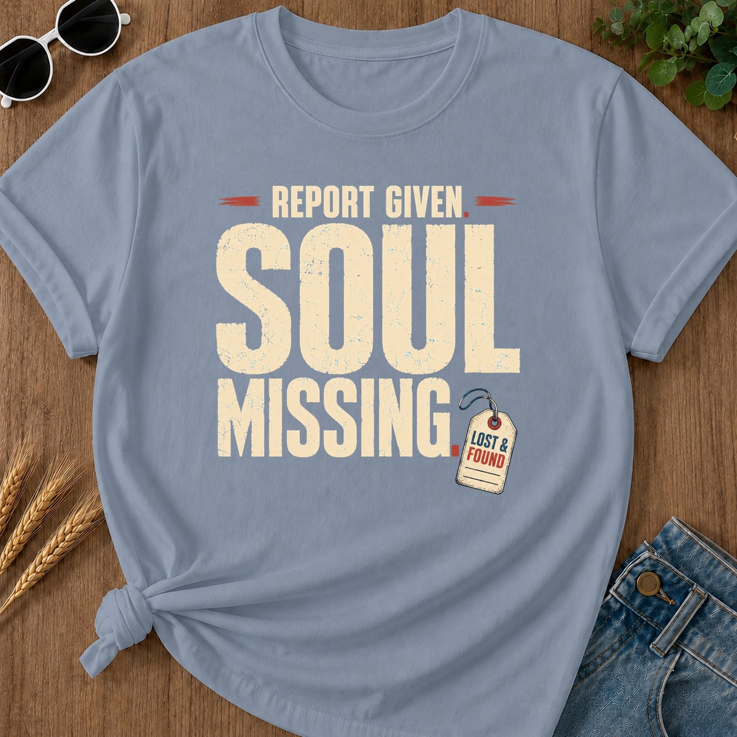 Report Given Soul Missing T-Shirt - Blue Jean