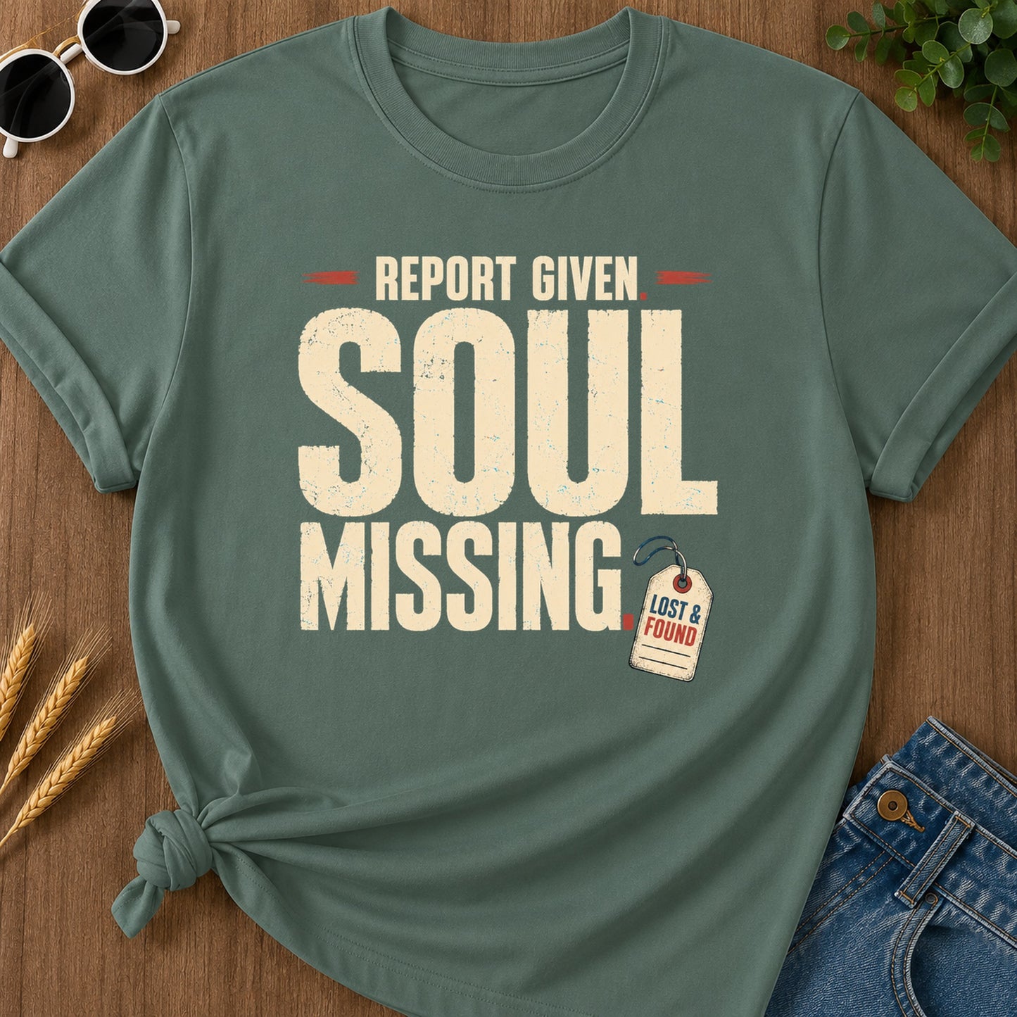 Report Given Soul Missing T-Shirt - Blue Spruce