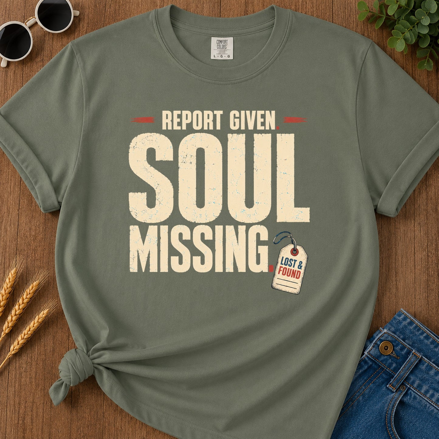 Report Given Soul Missing T-Shirt - Moss