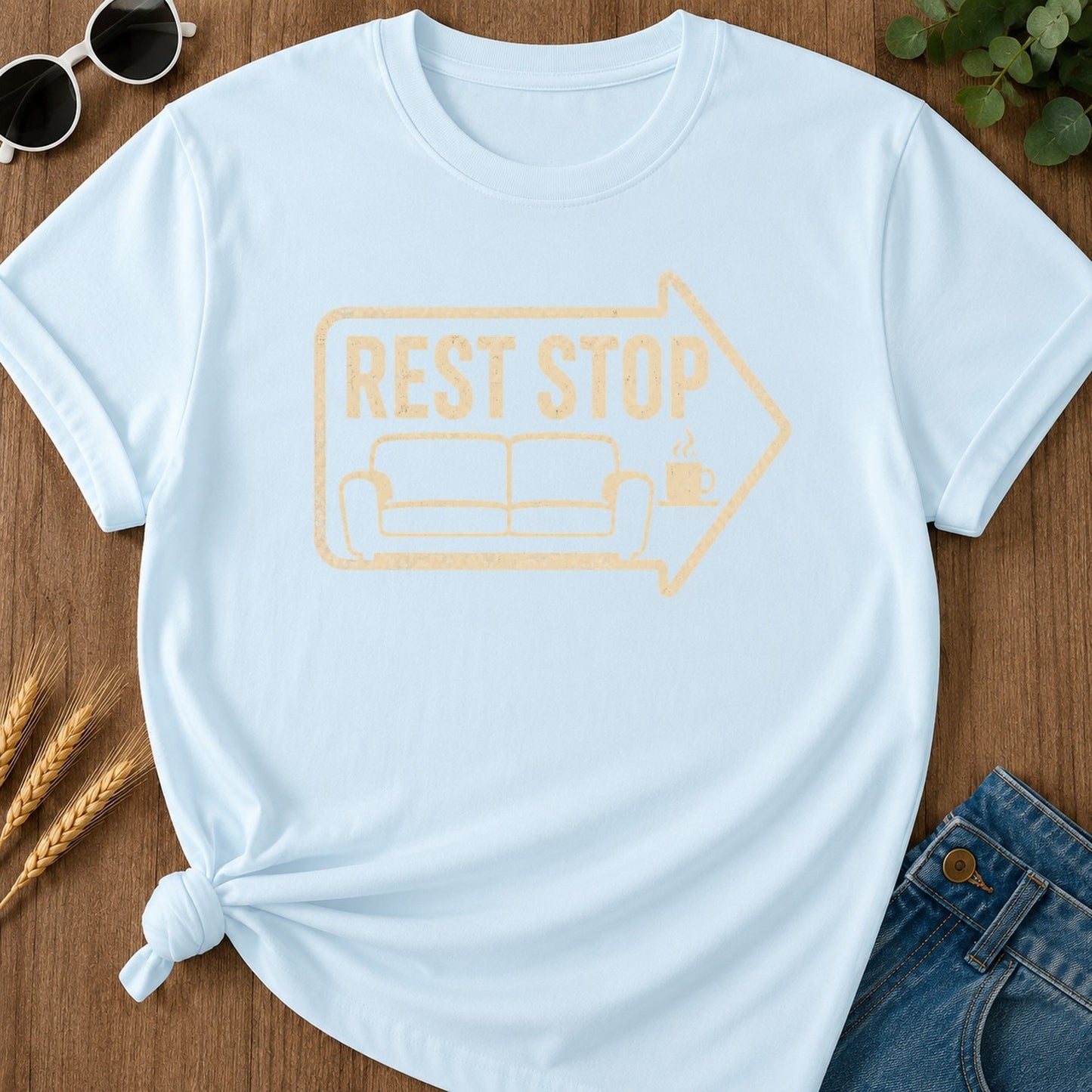 Rest Stop T-shirt - Chambray Mockup