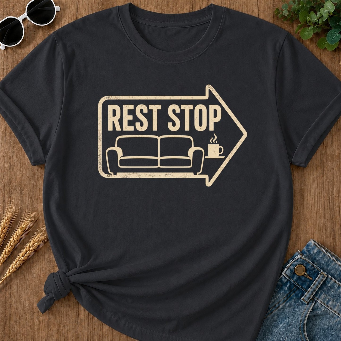 Rest Stop T-shirt - Graphite Mockup