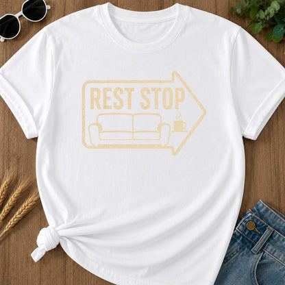 Rest Stop T-shirt - White Mockup
