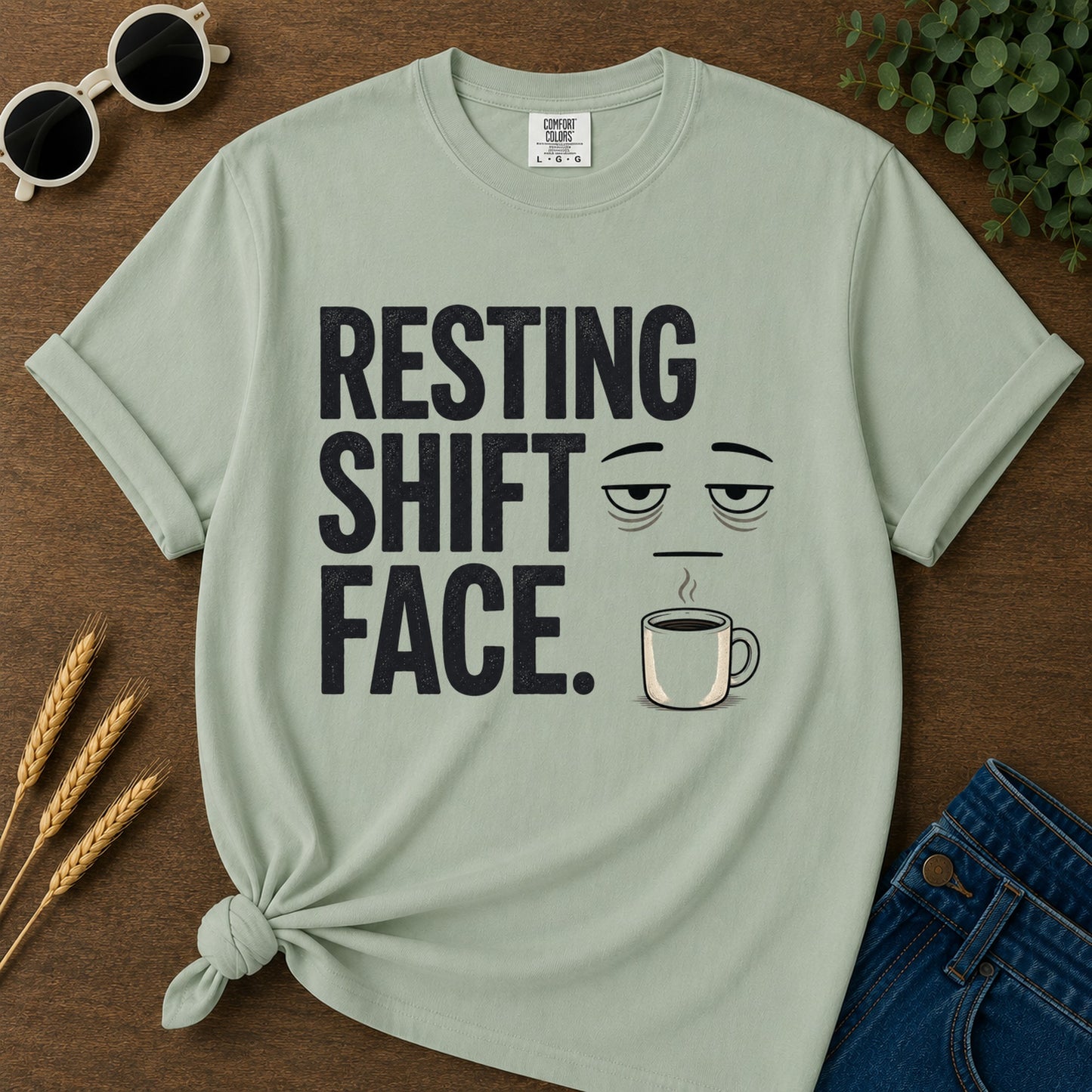 Resting Shift Face T-Shirt - Bay