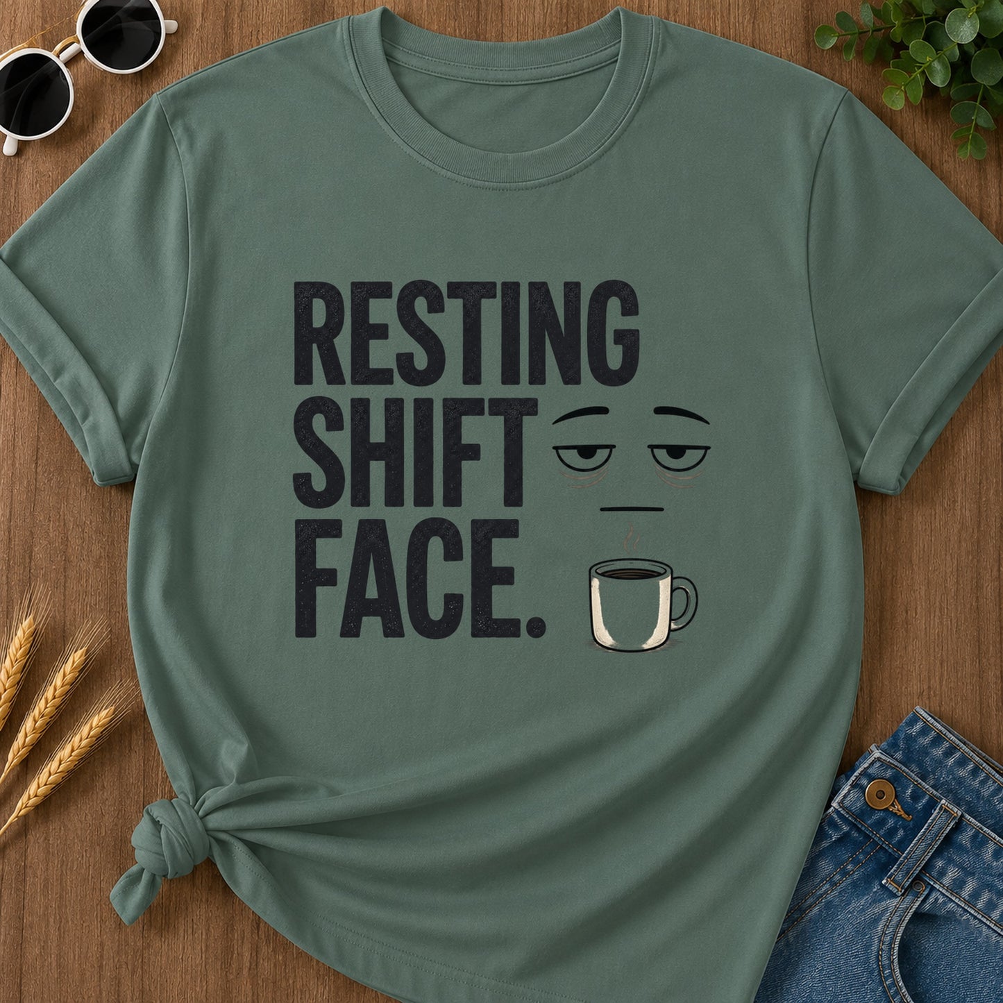 Resting Shift Face T-Shirt - Blue Spruce