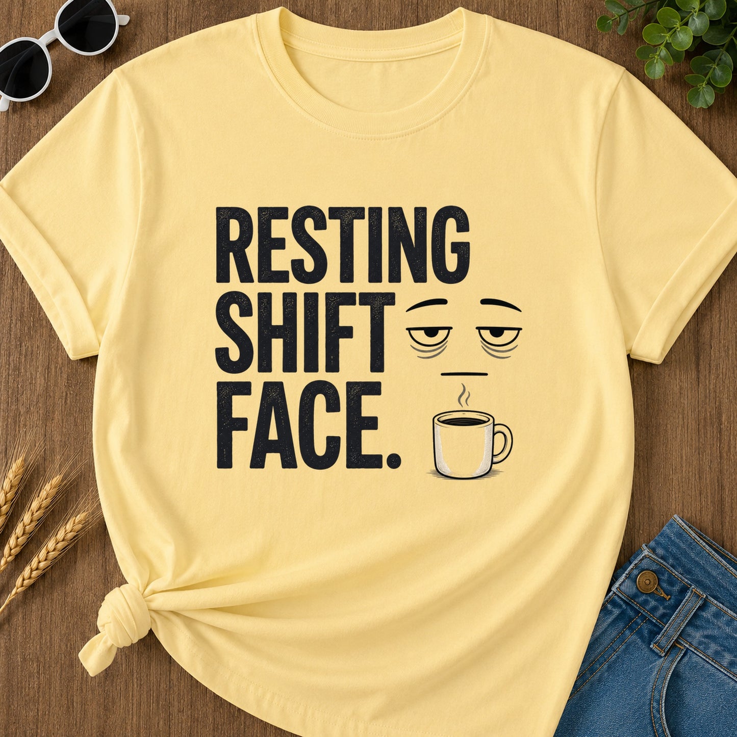 Resting Shift Face T-Shirt - Butter