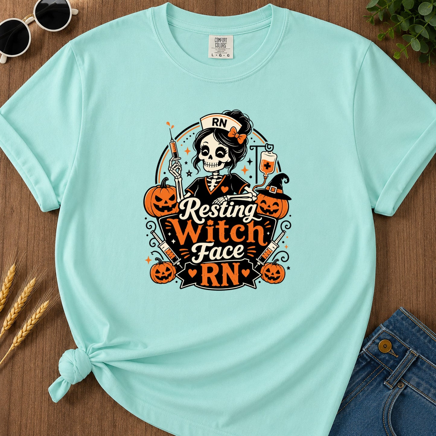 Resting Witch Face T-Shirt - Chalky Mint