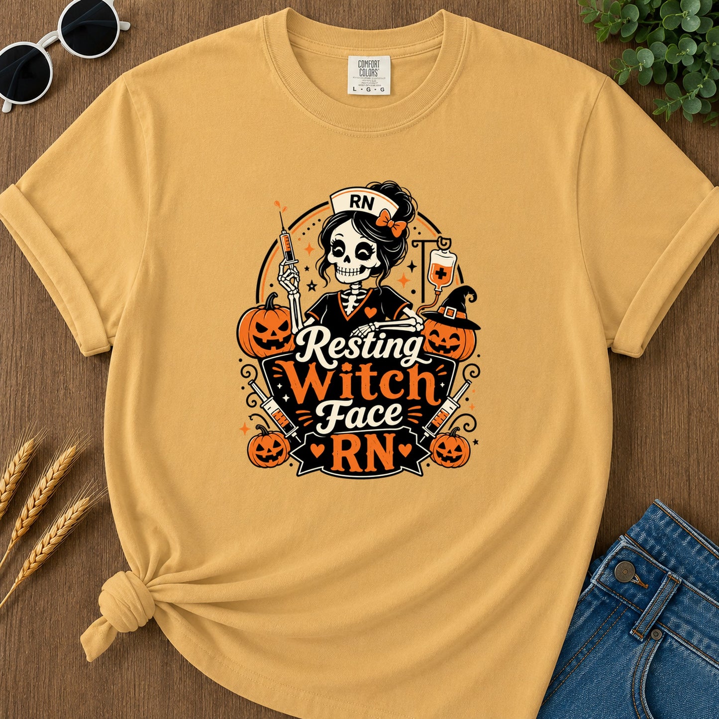 Resting Witch Face T-Shirt - Mustard