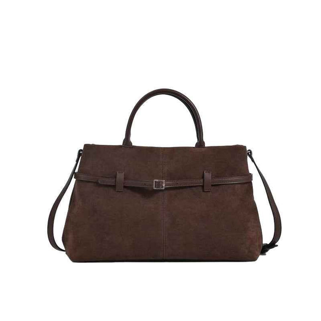 Retro Suede Shoulder Bag — Adjustable Crossbody Strap - RAYZORA