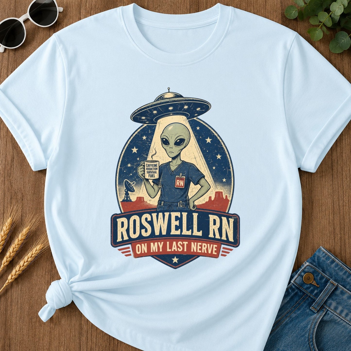 Roswell Rn T-shirt - Chambray Mockup