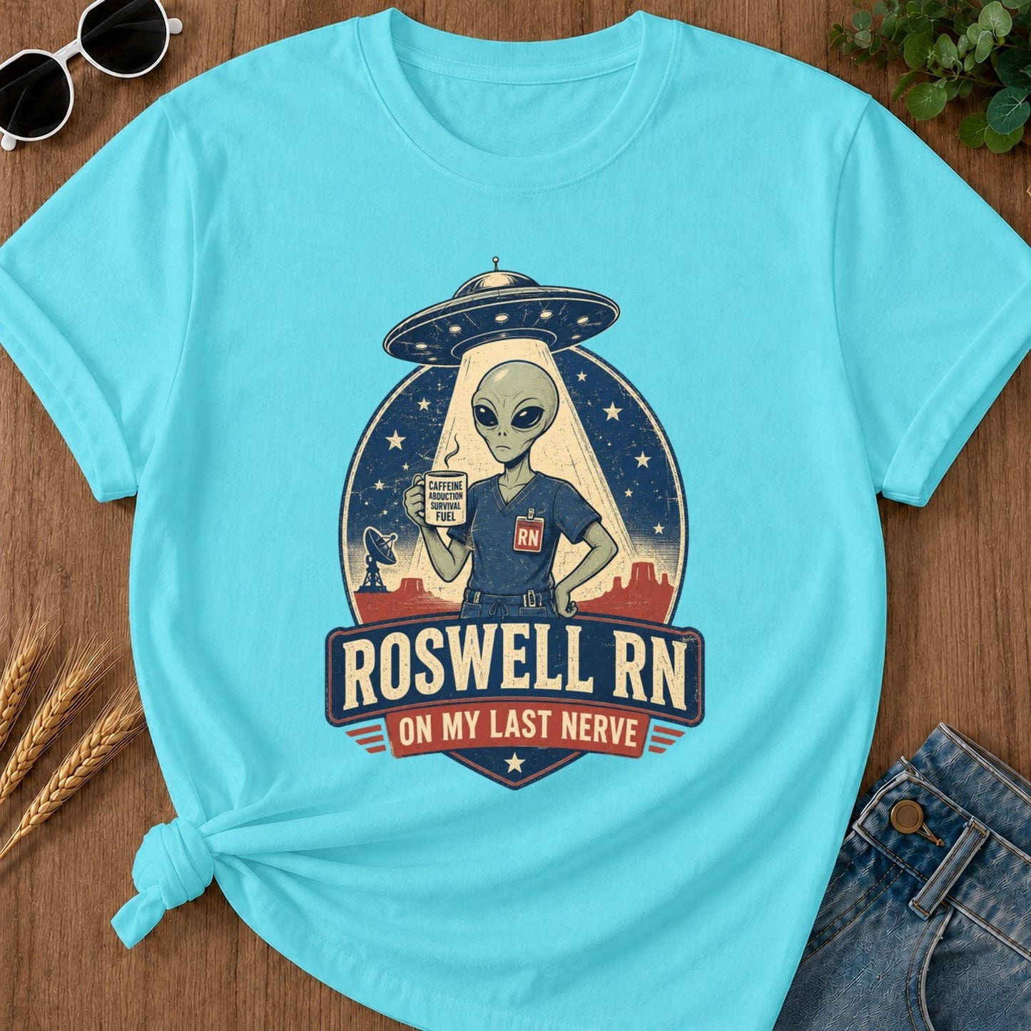Roswell Rn T-shirt - Lagoon Blue Mockup