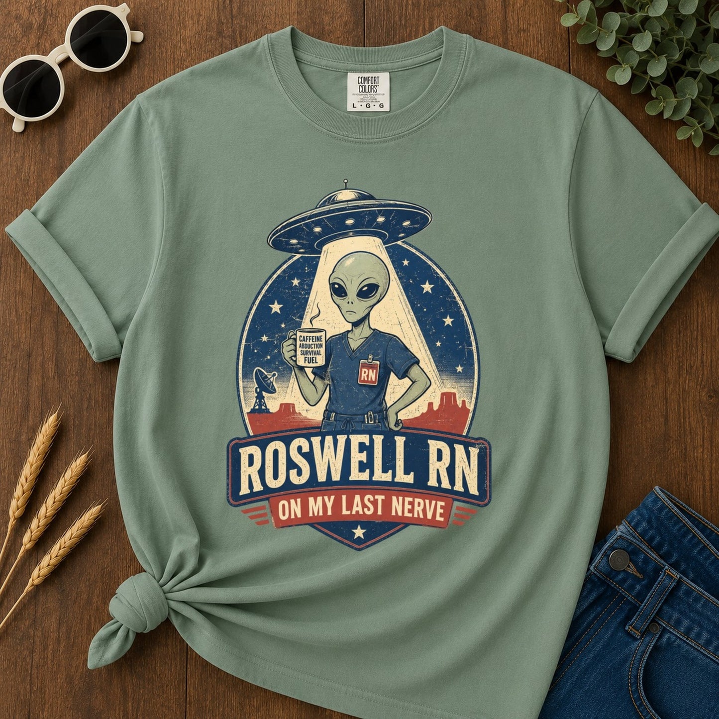 Roswell Rn T-shirt - Light Green Mockup