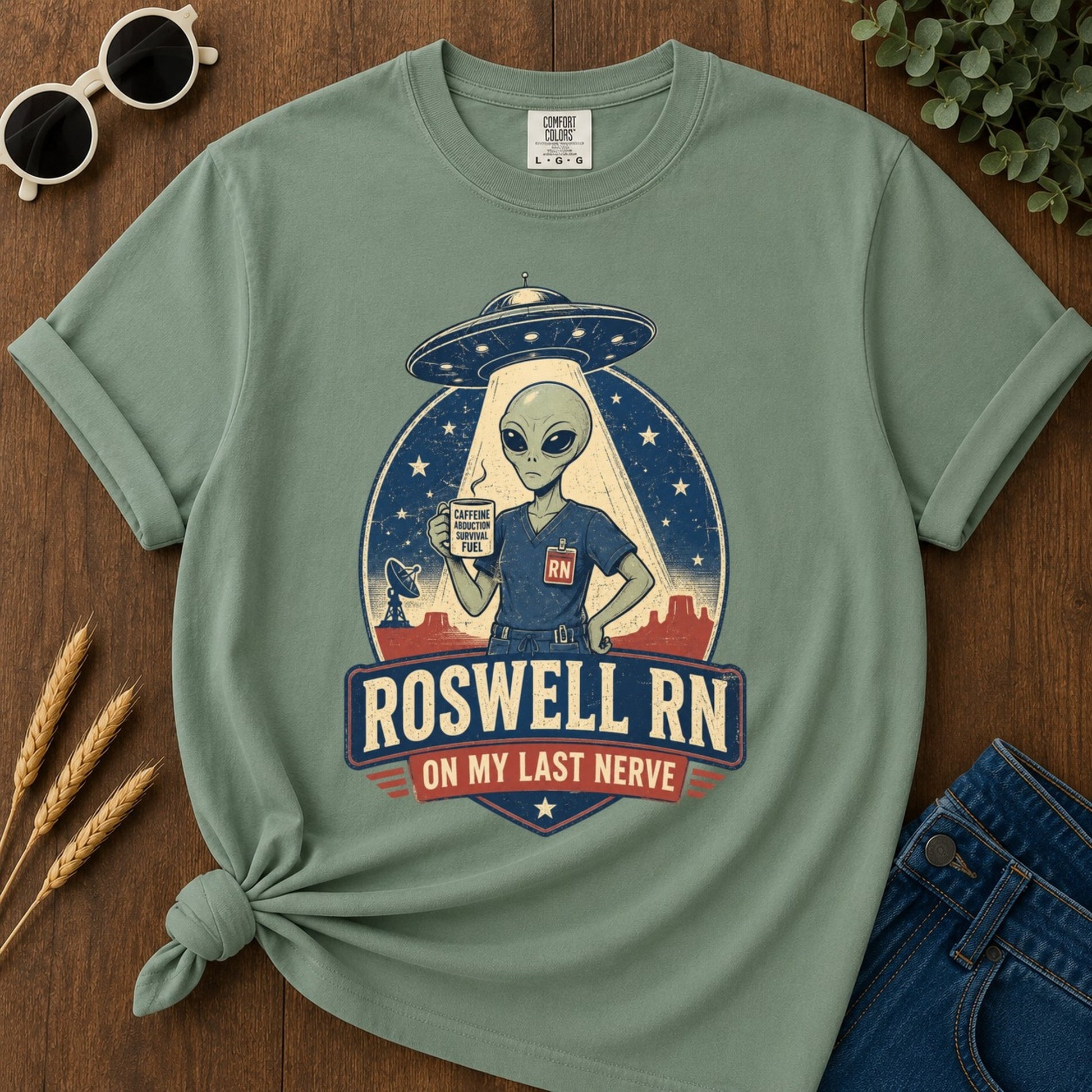 Roswell Rn T-shirt - Light Green Mockup