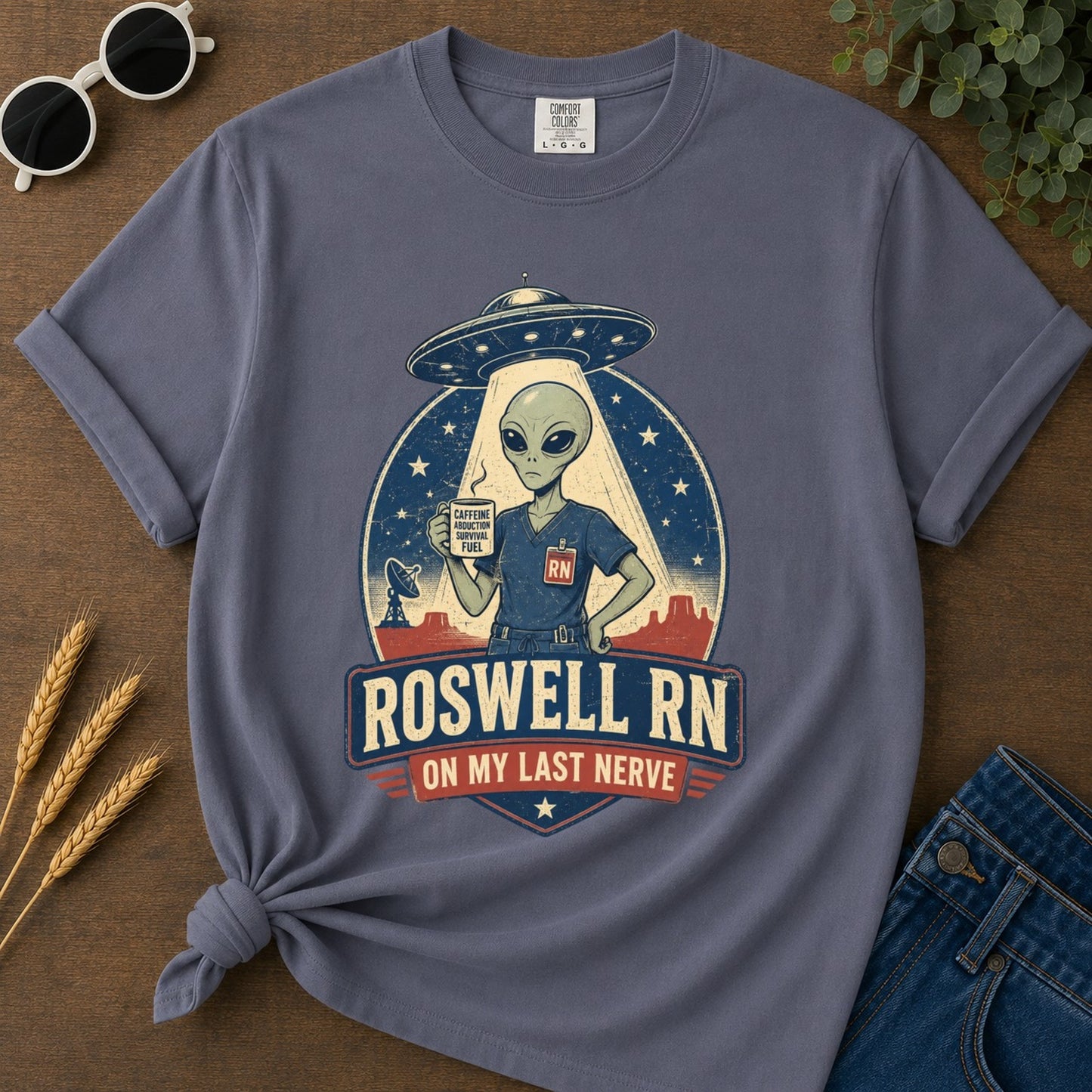 Roswell Rn T-shirt - Navy Mockup