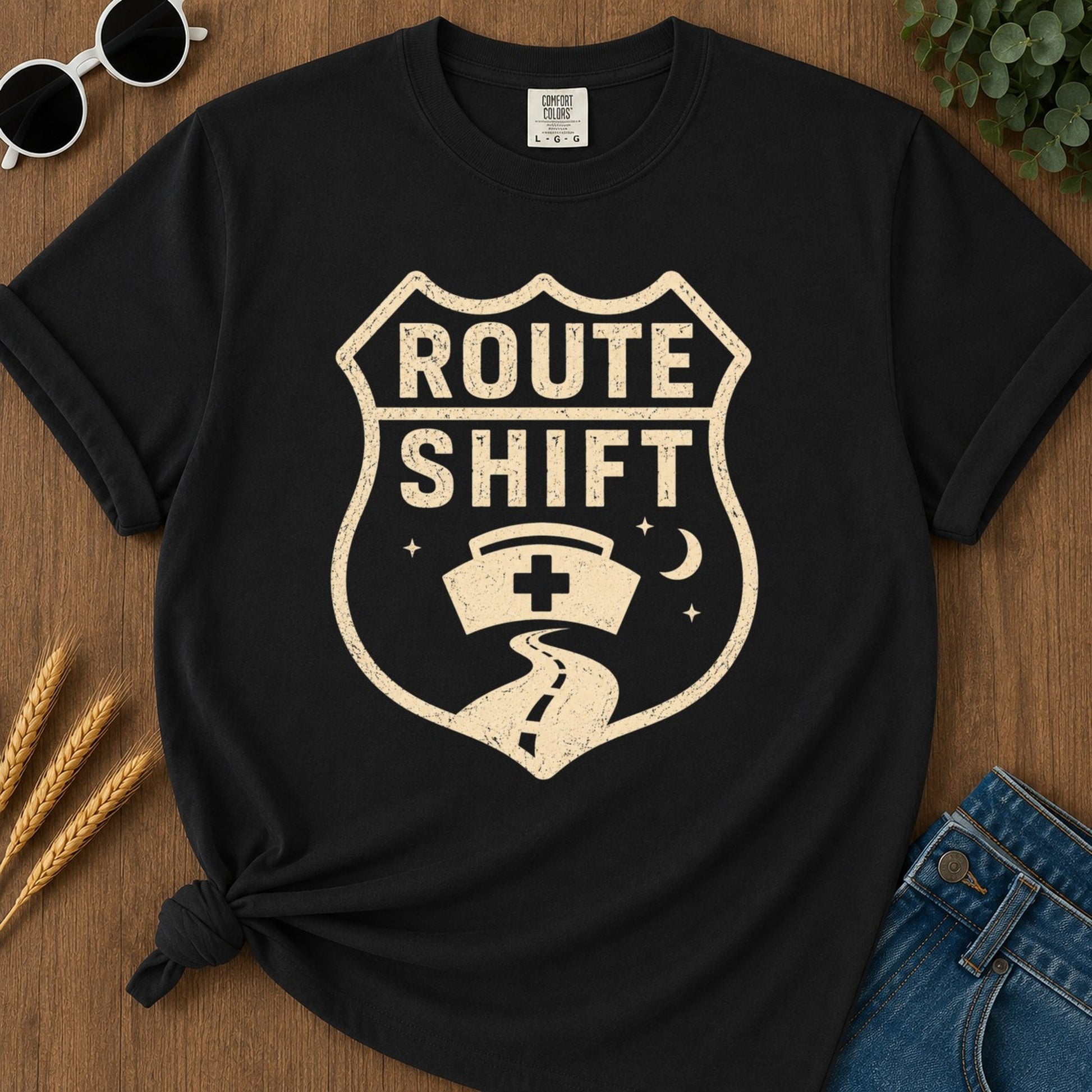 Route Shift T-shirt - Black Mockup