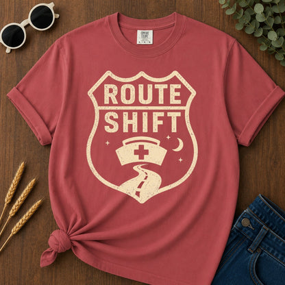 Route Shift T-shirt - Crimson Mockup