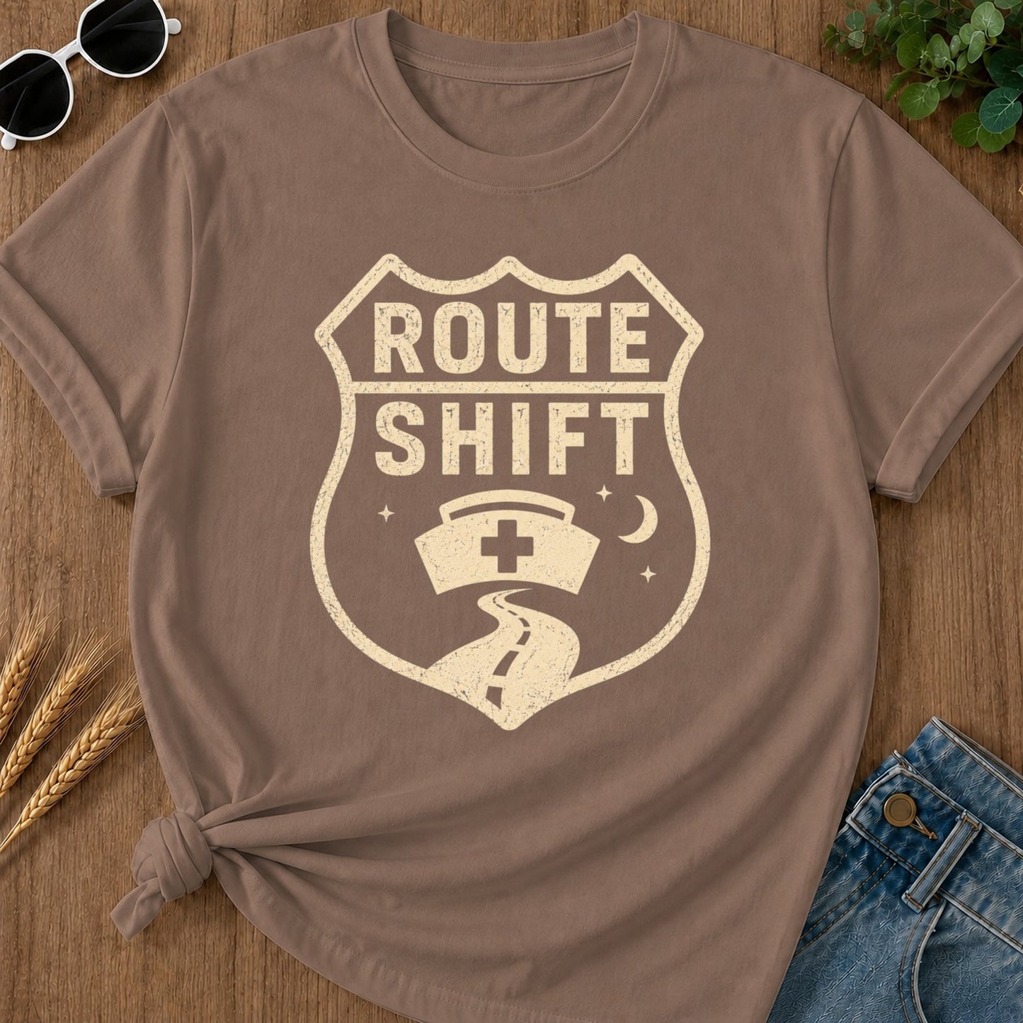 Route Shift T-shirt - Espresso Mockup