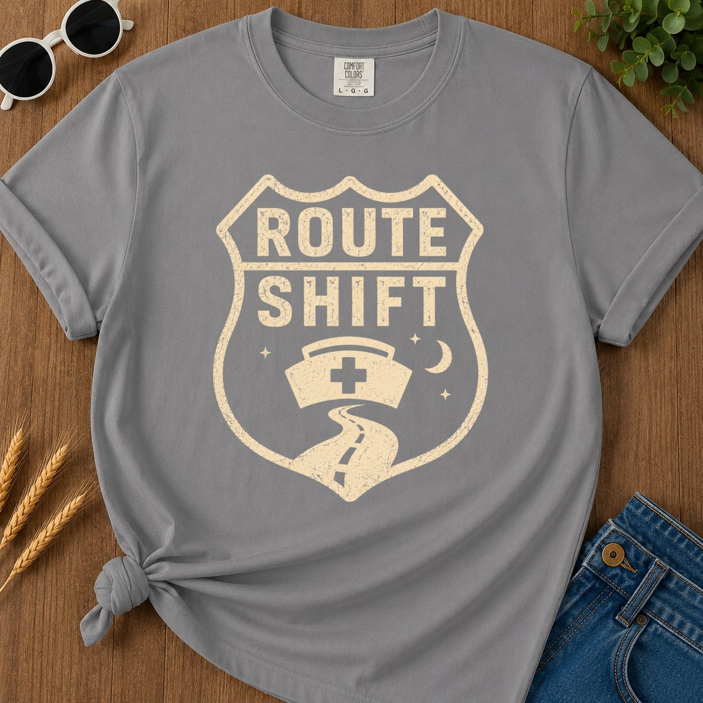 Route Shift T-shirt - Grey Mockup