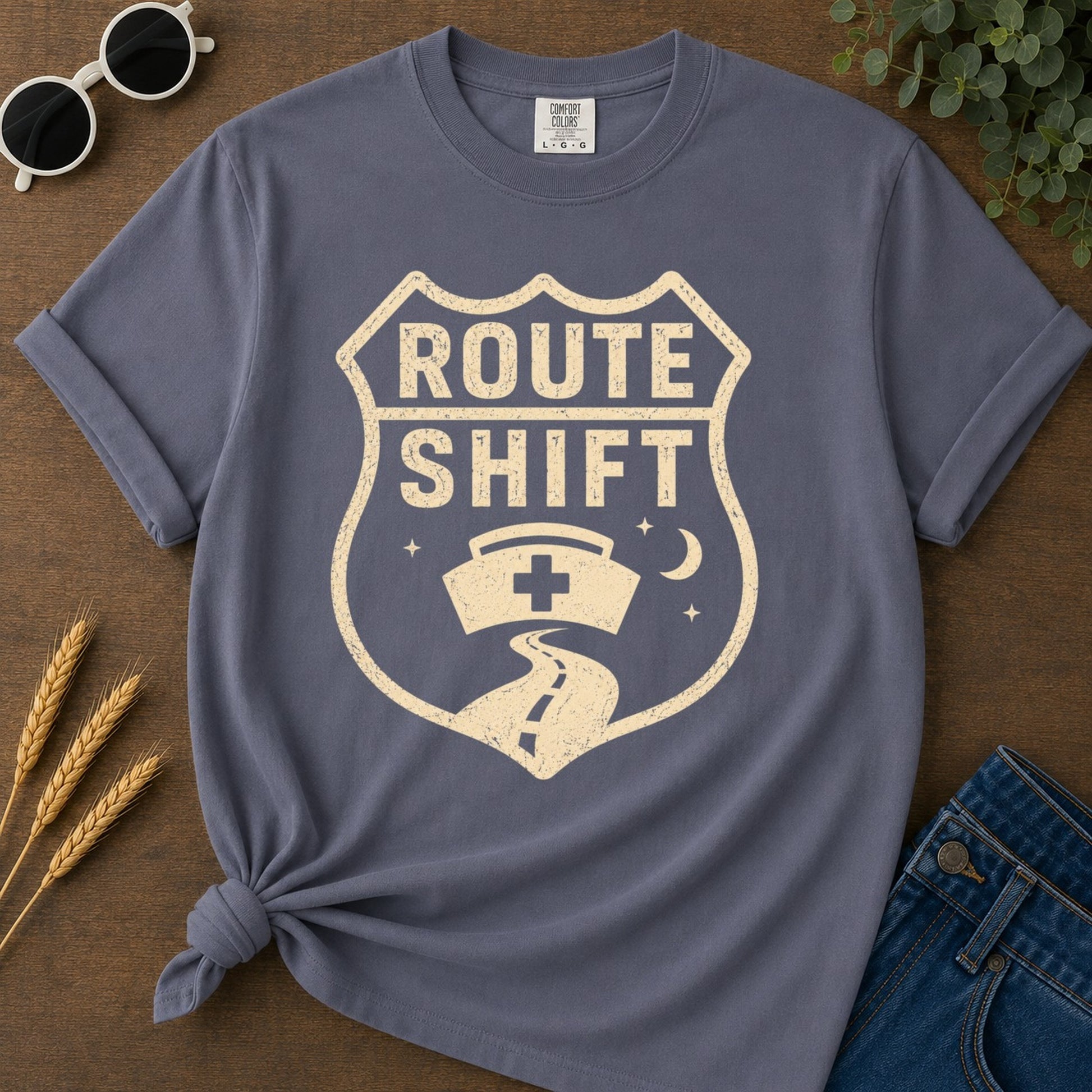Route Shift T-shirt - Navy Mockup