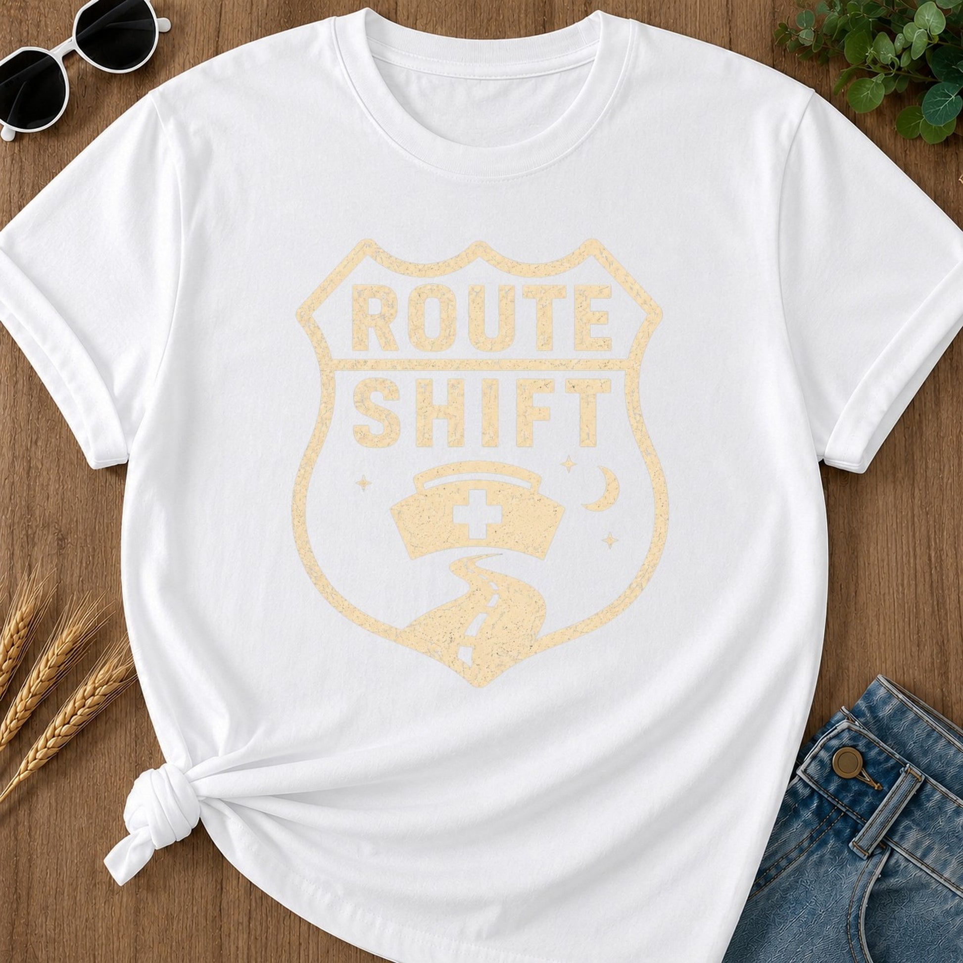 Route Shift T-shirt - White Mockup