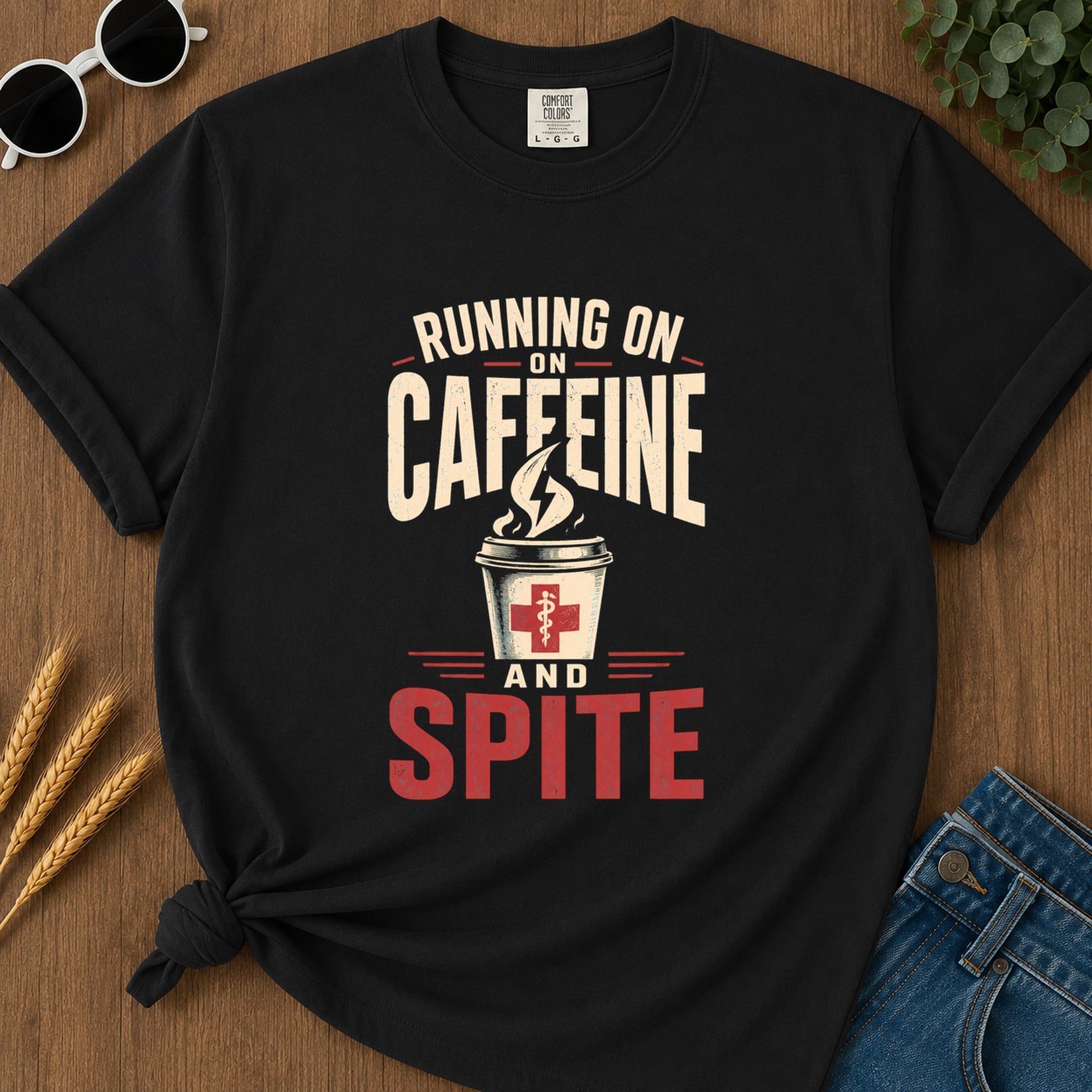 Running Caffeine Spite T-Shirt - Black