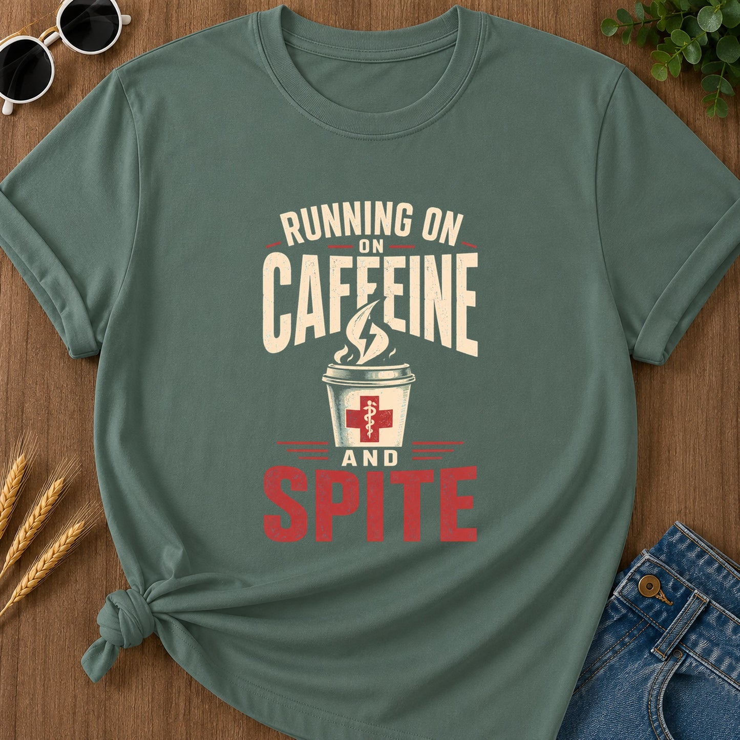 Running Caffeine Spite T-Shirt - Blue Spruce
