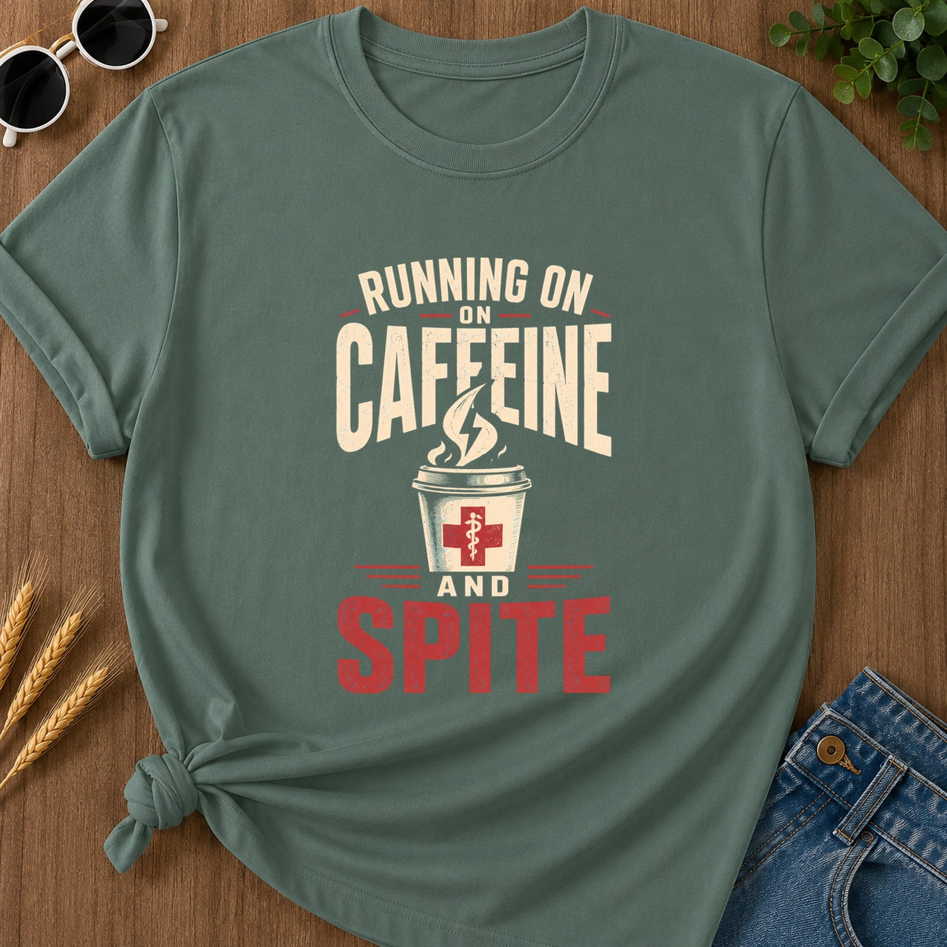 Running Caffeine Spite T-Shirt - Blue Spruce