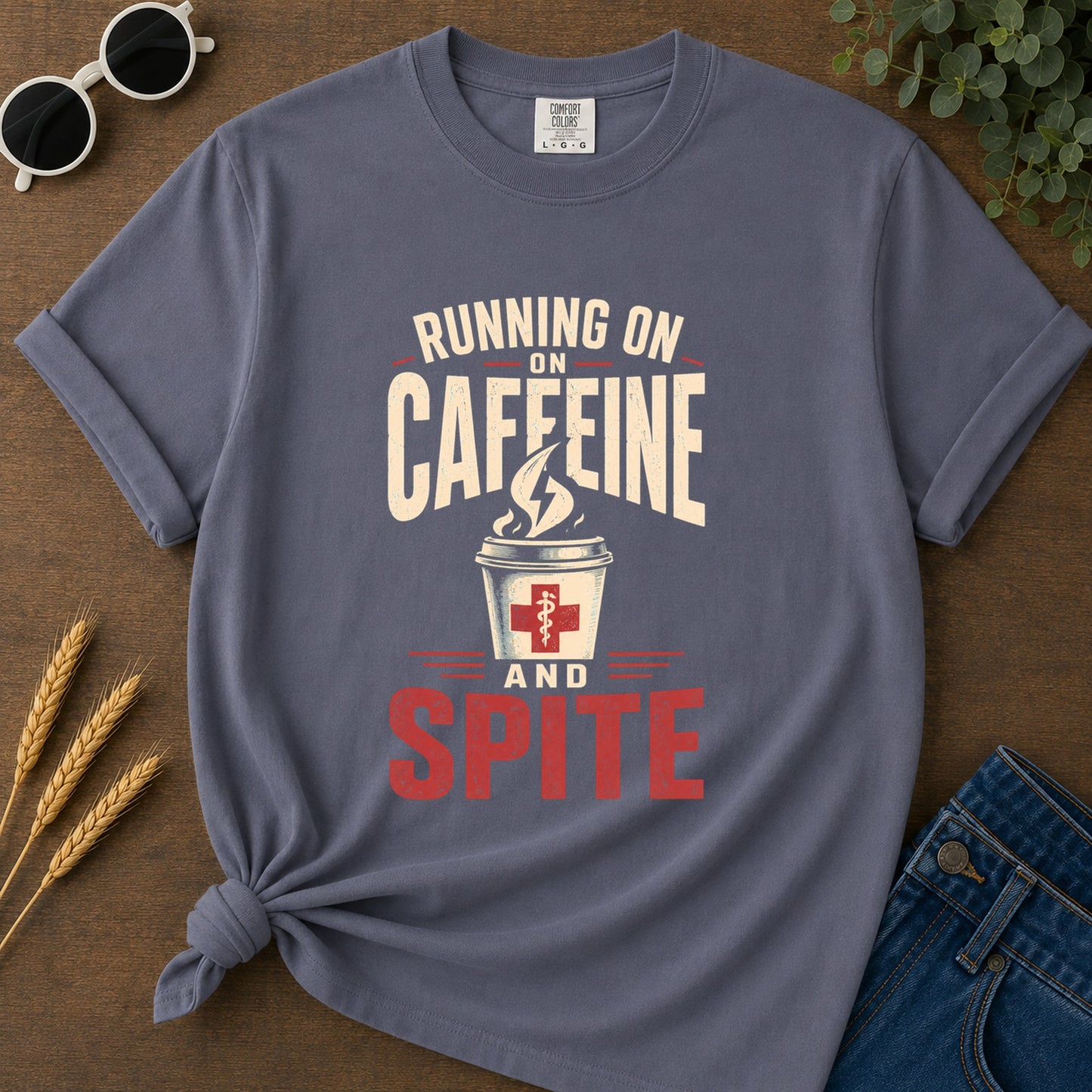 Running Caffeine Spite T-Shirt - Navy
