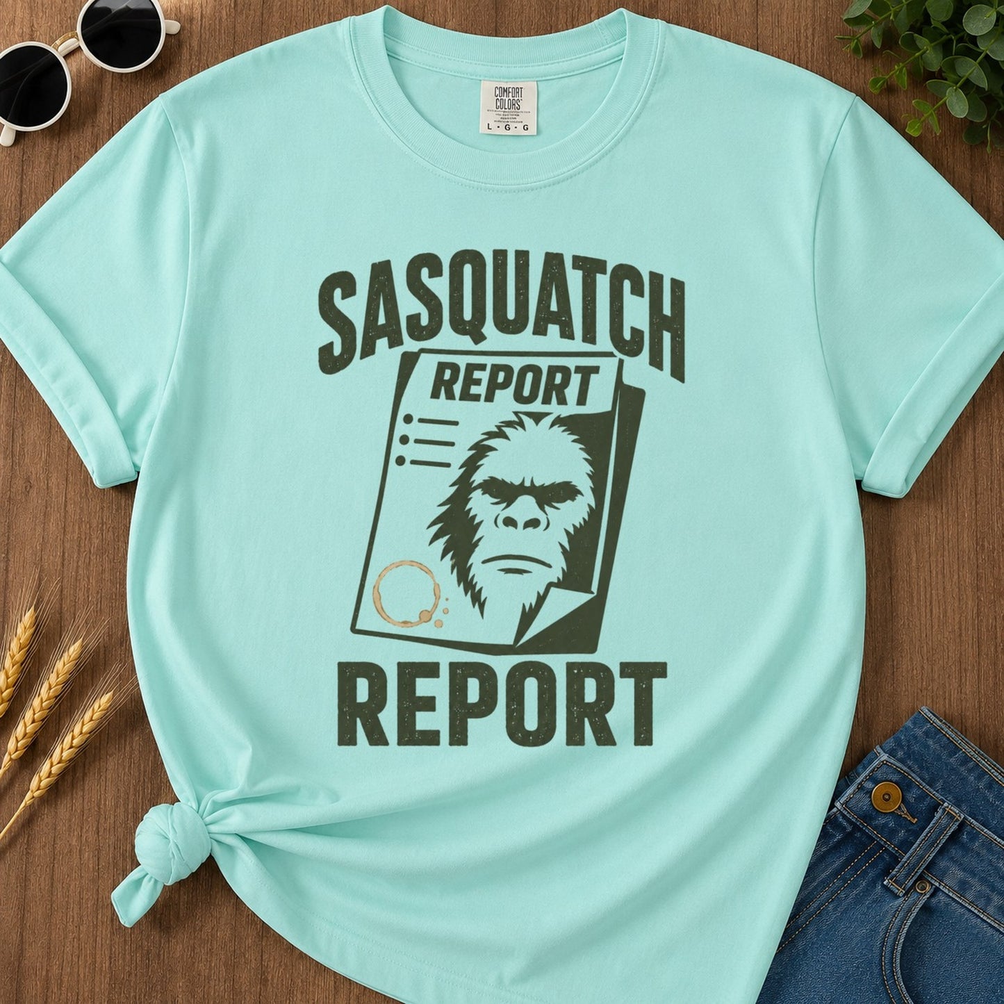 Sasquatch Report T-shirt - Chalky Mint Mockup