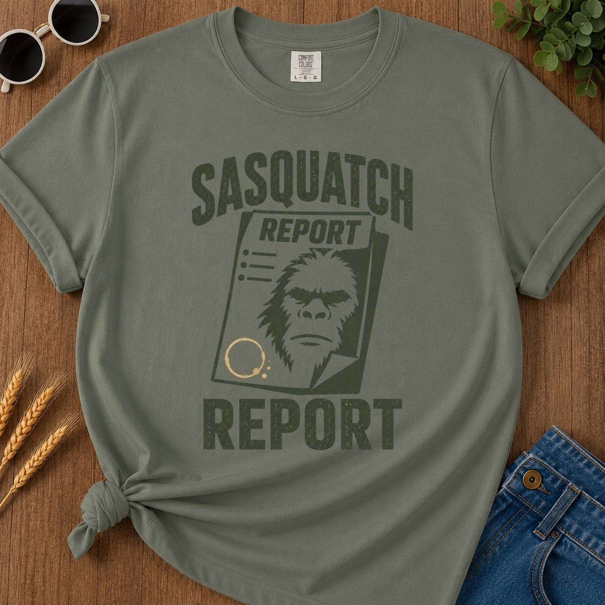 Sasquatch Report T-shirt - Moss Mockup