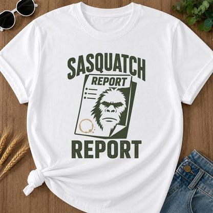 Sasquatch Report T-shirt - White Mockup