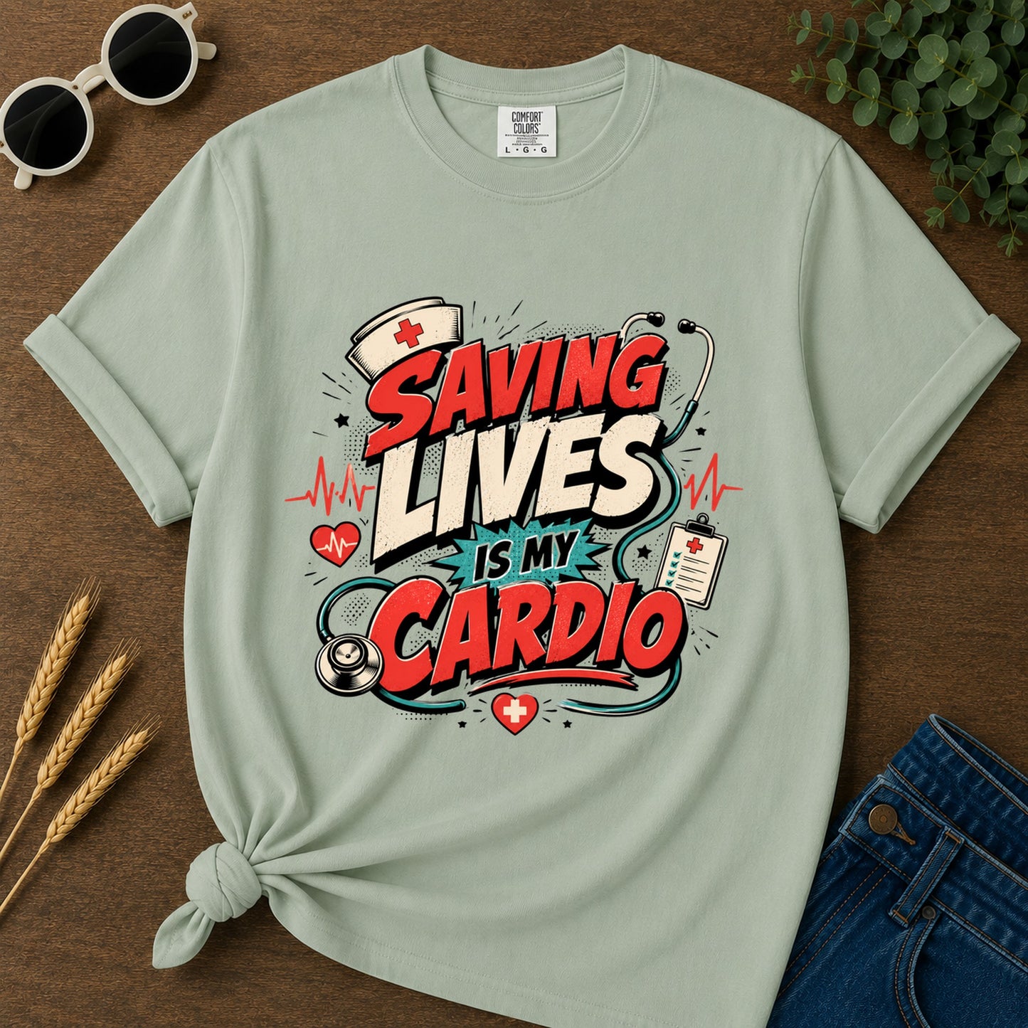 Saving Lives Is My Cardio T-Shirt - Bay