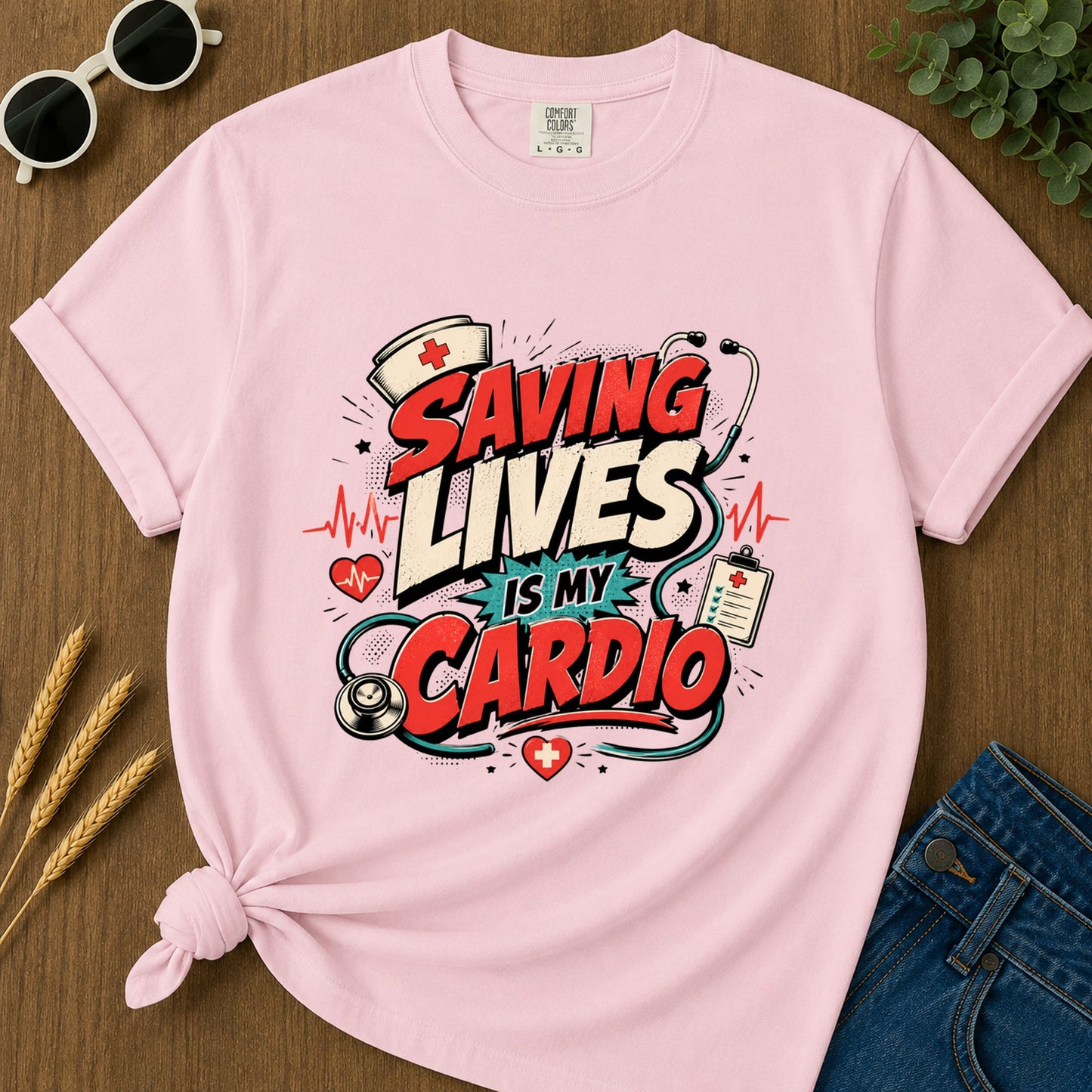 Saving Lives Is My Cardio T-Shirt - Blossom