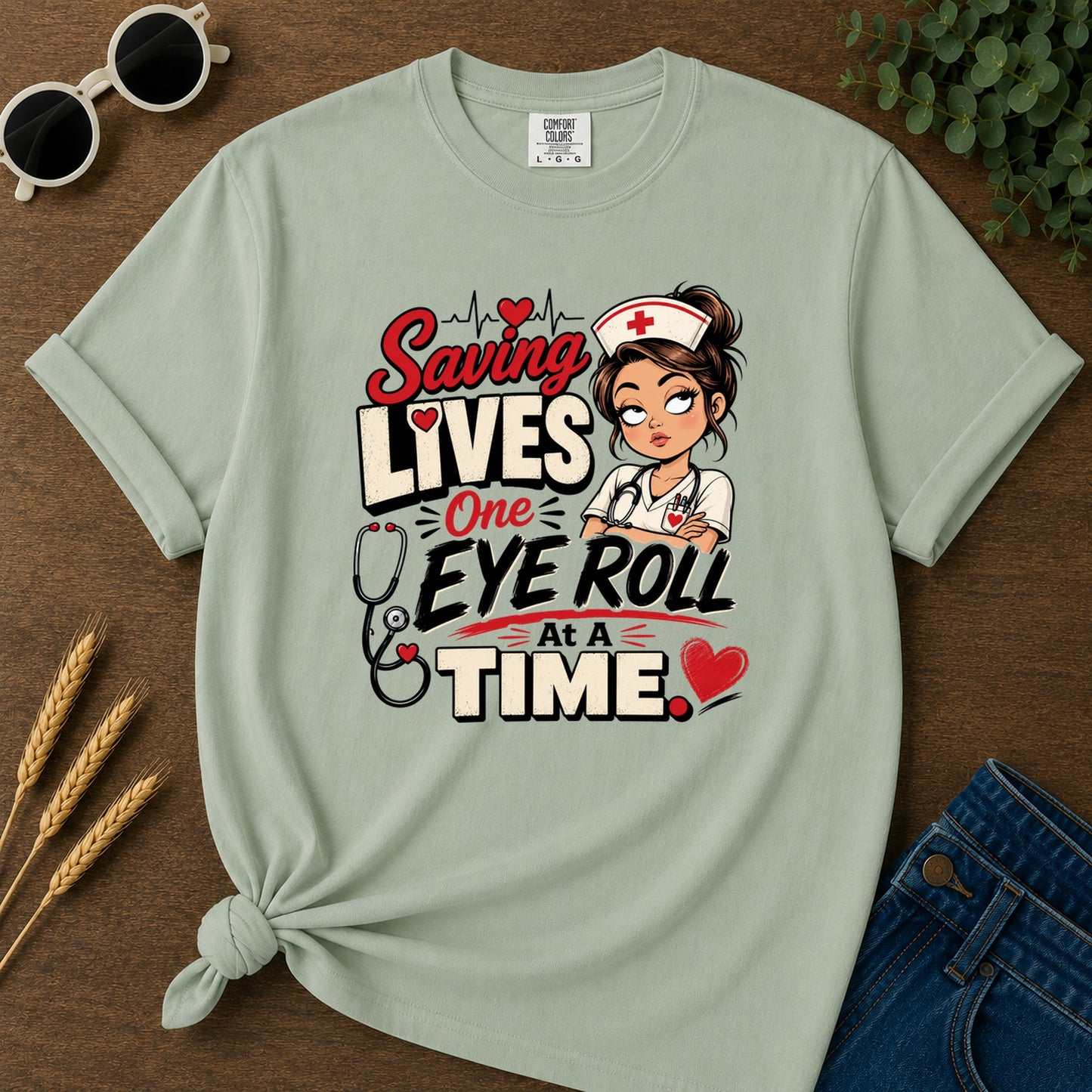 Saving Lives One Eye Roll T-Shirt - Bay