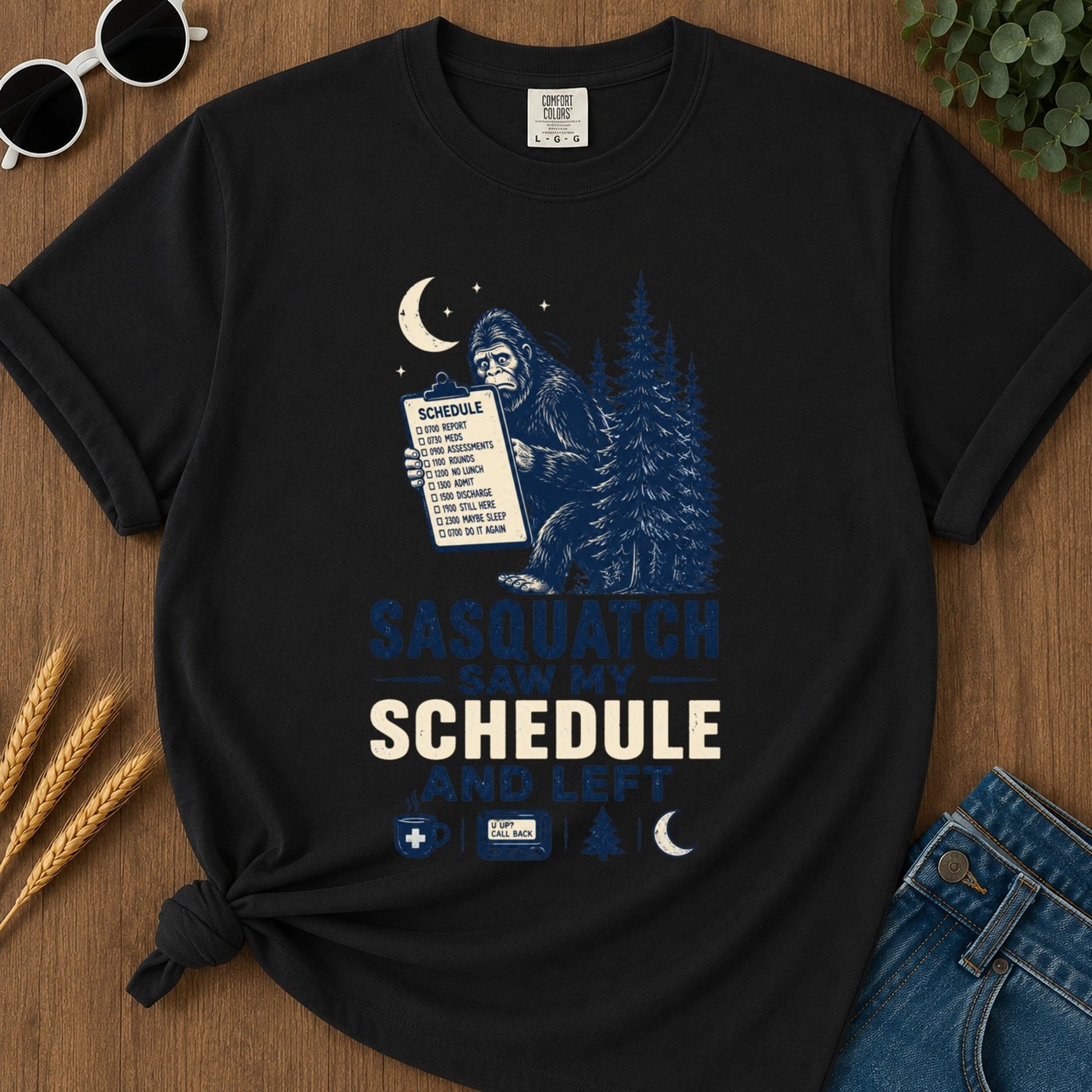 Saw My Schedule T-shirt - Black Mockup