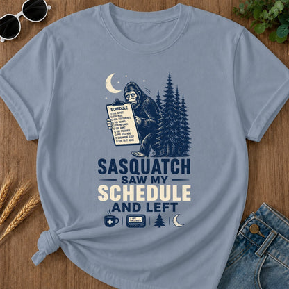 Saw My Schedule T-shirt - Blue Jean Mockup
