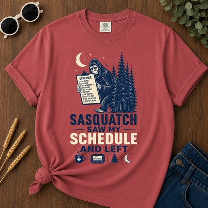 Saw My Schedule T-shirt - Crimson Mockup