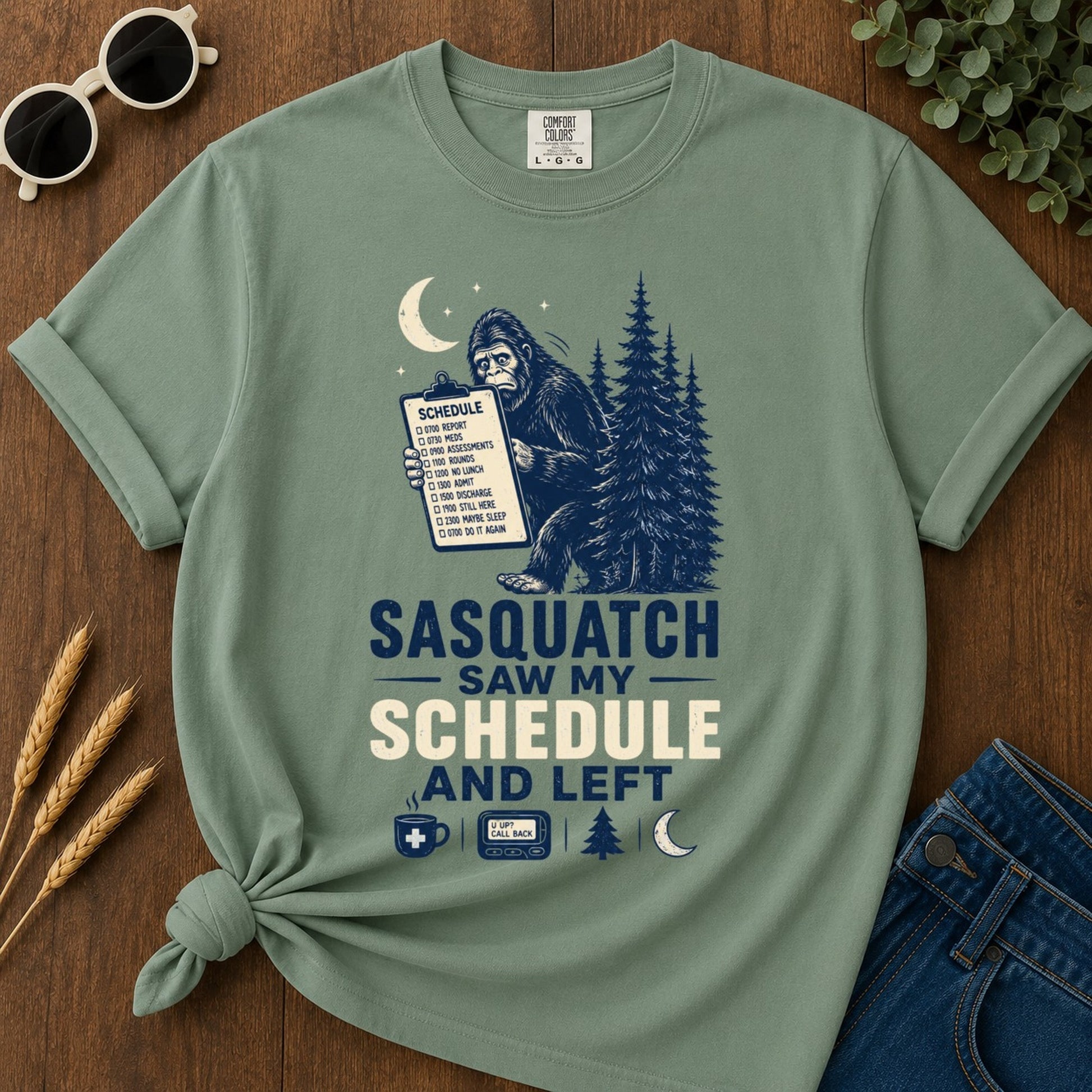Saw My Schedule T-shirt - Light Green Mockup